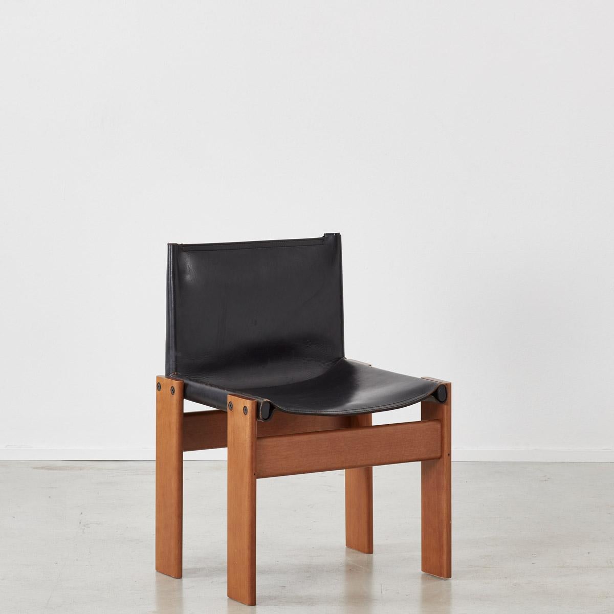 Set of Six Afra & Tobia Scarpa Monk Black Chairs for Molteni, Italy 1974 For Sale 2
