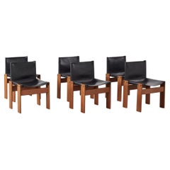 Set of Six Afra & Tobia Scarpa Monk Black Chairs for Molteni, Italy 1974