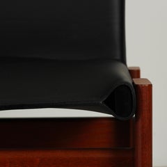 Set di sei sedie "Monk" di Afra & Tobia Scarpa per Molteni, pelle nera, 1973