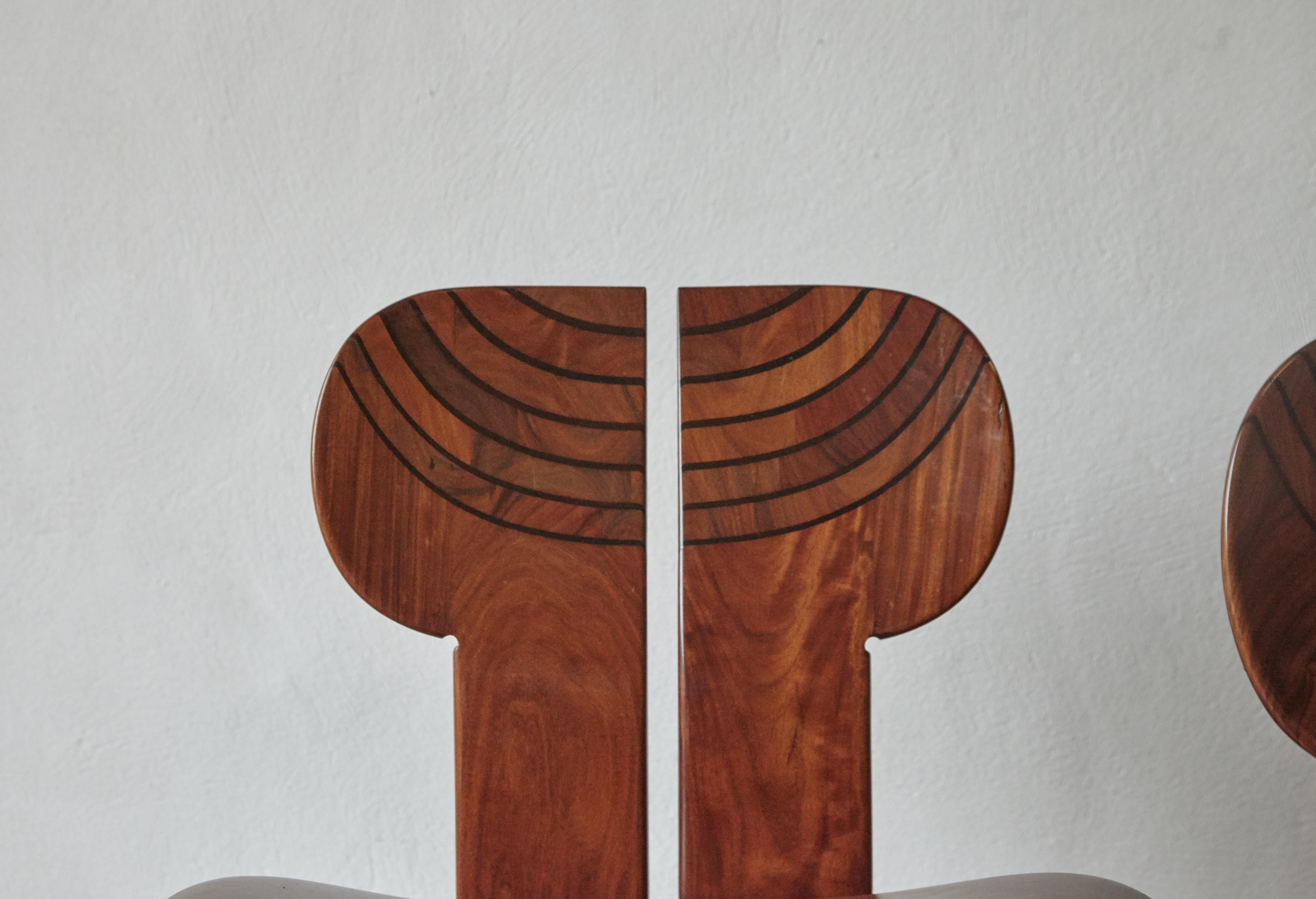 Mid-Century Modern Ensemble de six chaises africaines d'Afra & Tobia Scarpa, Maxalto, Italie, 1970 en vente