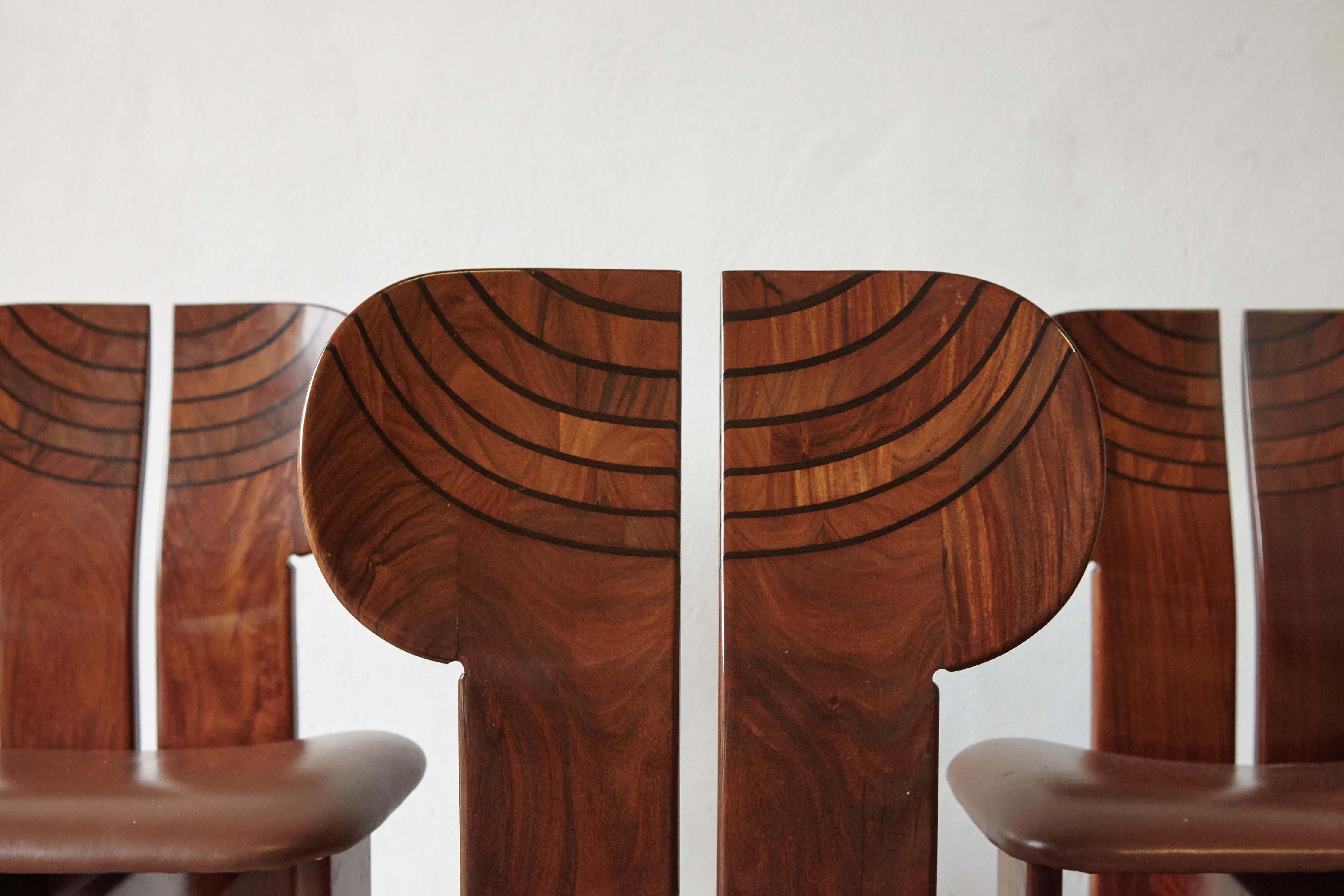 Italian Set of Six Africa Chairs by Afra & Tobia Scarpa, Maxalto, Italy, 1970s For Sale