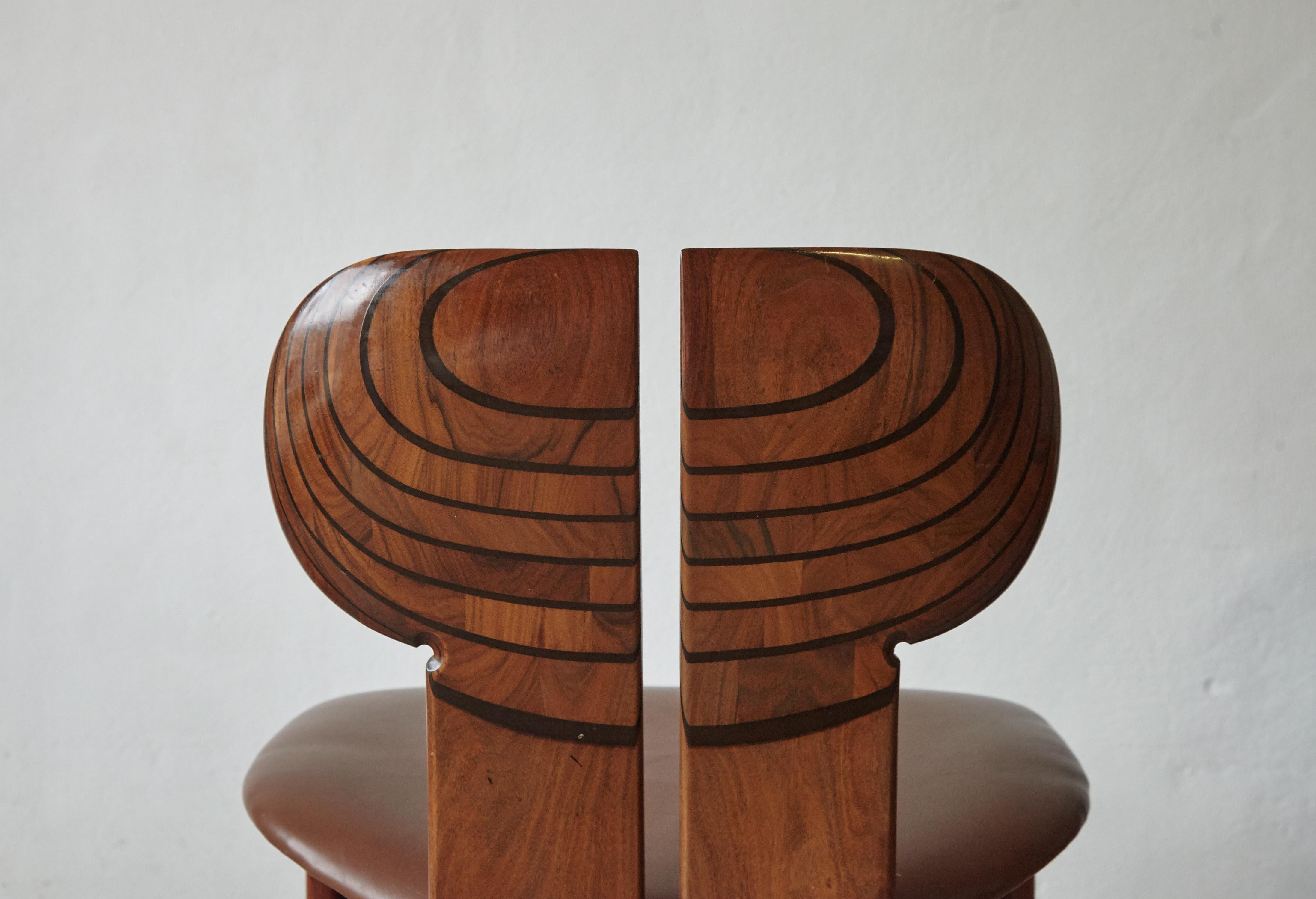 Laiton Ensemble de six chaises africaines d'Afra & Tobia Scarpa, Maxalto, Italie, 1970 en vente