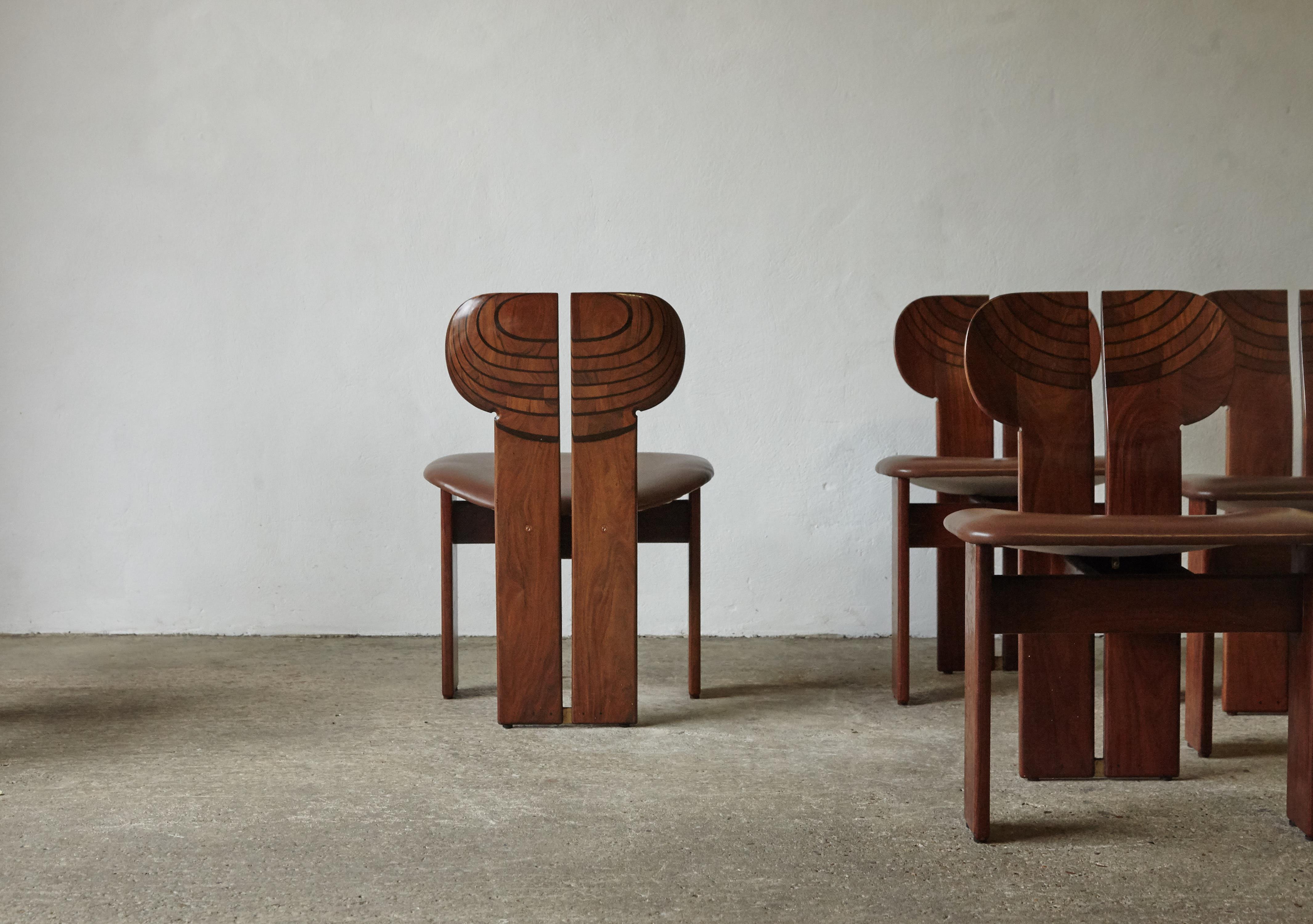 Set of Six Africa Chairs by Afra & Tobia Scarpa, Maxalto, Italy, 1970s For Sale 1
