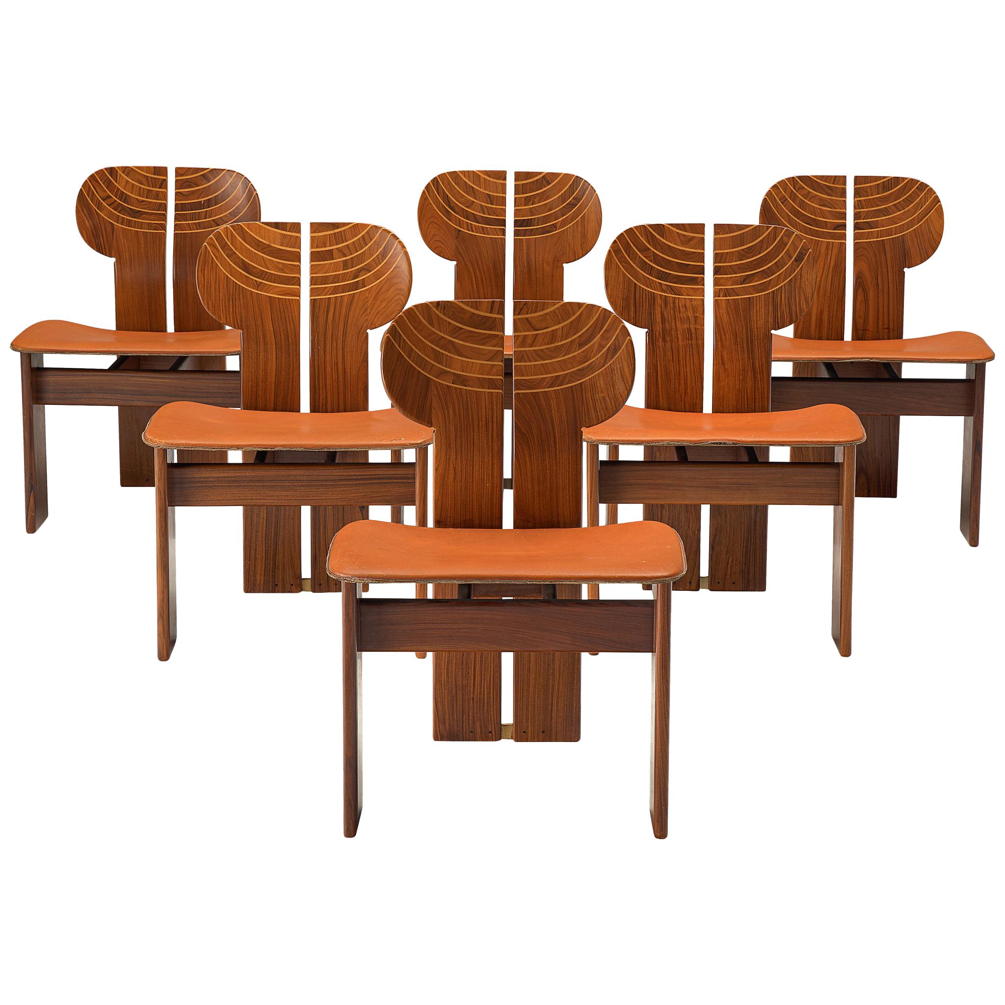 Set of Six 'Africa' Chairs in Walnut by Afra & Tobia Scarpa