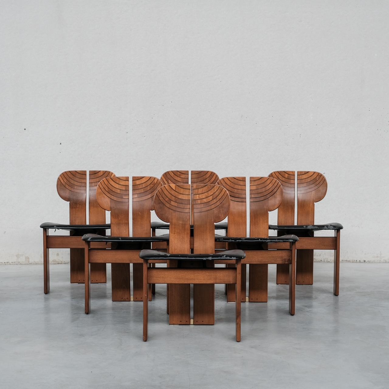 Set of Six 'Africa' Mid-Century Italian Dining Chairs by Scarpa For Sale 8