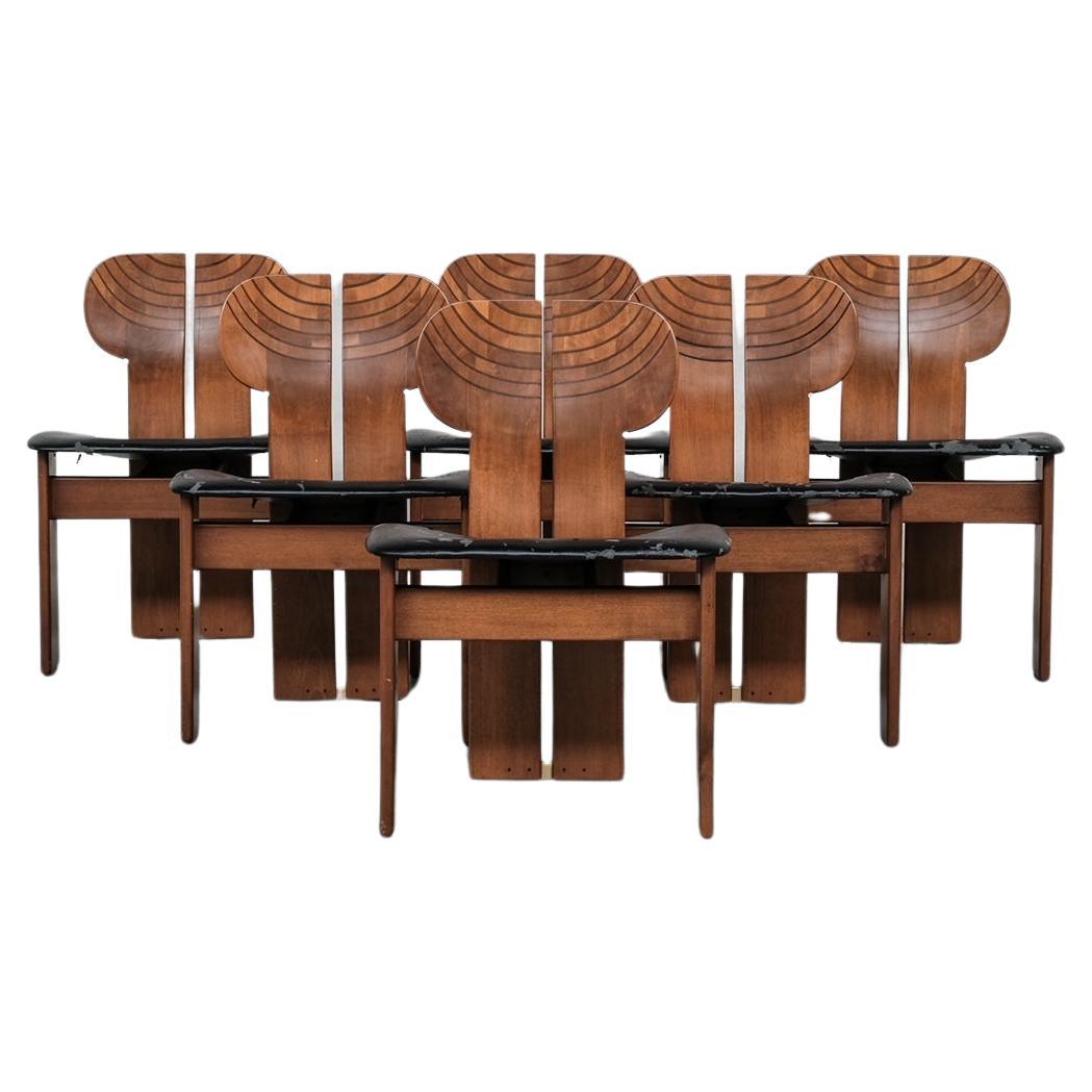 Set of Six 'Africa' Mid-Century Italian Dining Chairs by Scarpa For Sale