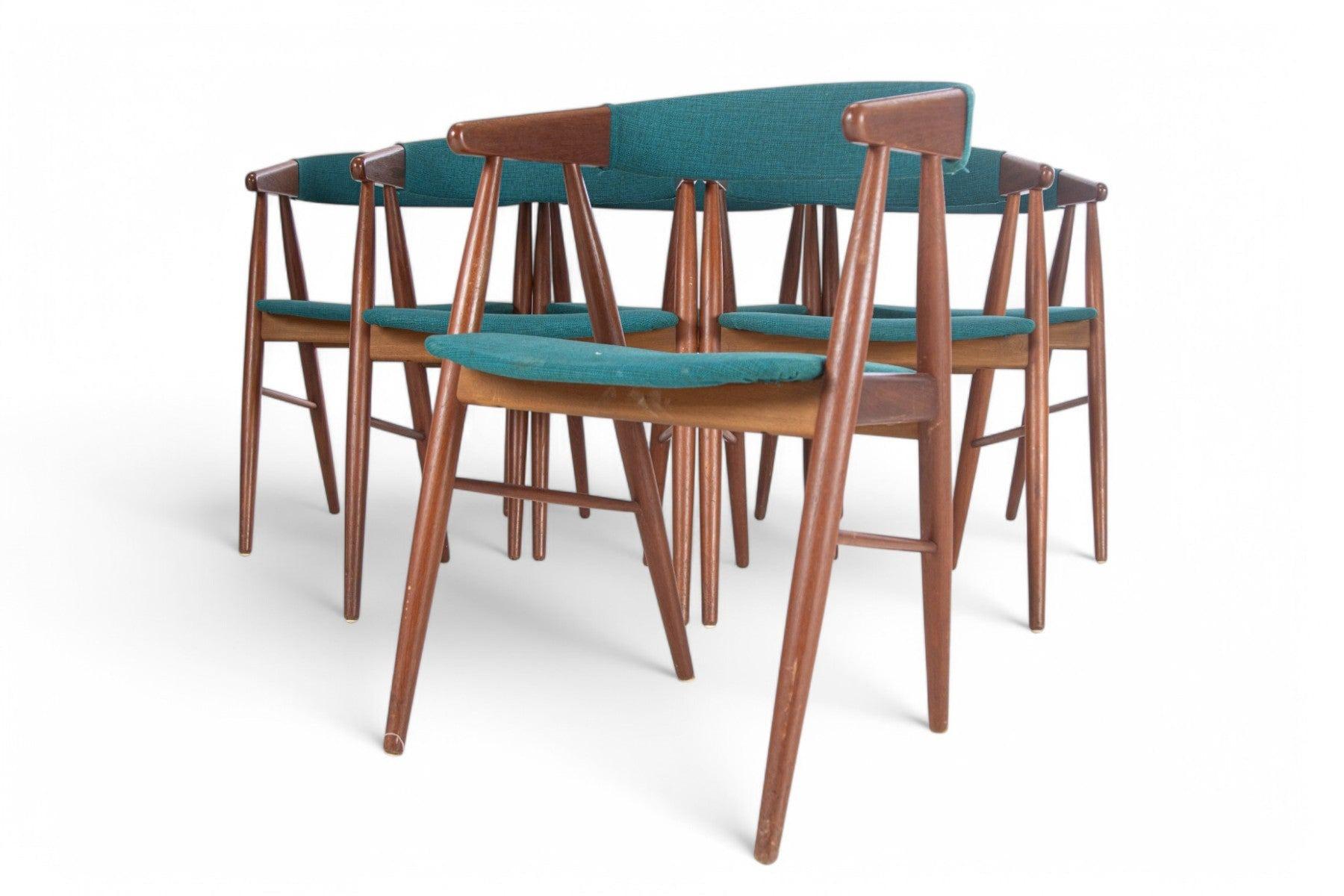 Mid-Century Modern Ensemble de six chaises de salle à manger Aksel Bender Madsen en teck en vente
