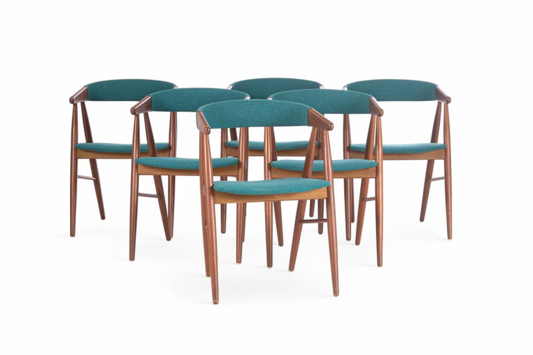 Danois Ensemble de six chaises de salle à manger Aksel Bender Madsen en teck en vente
