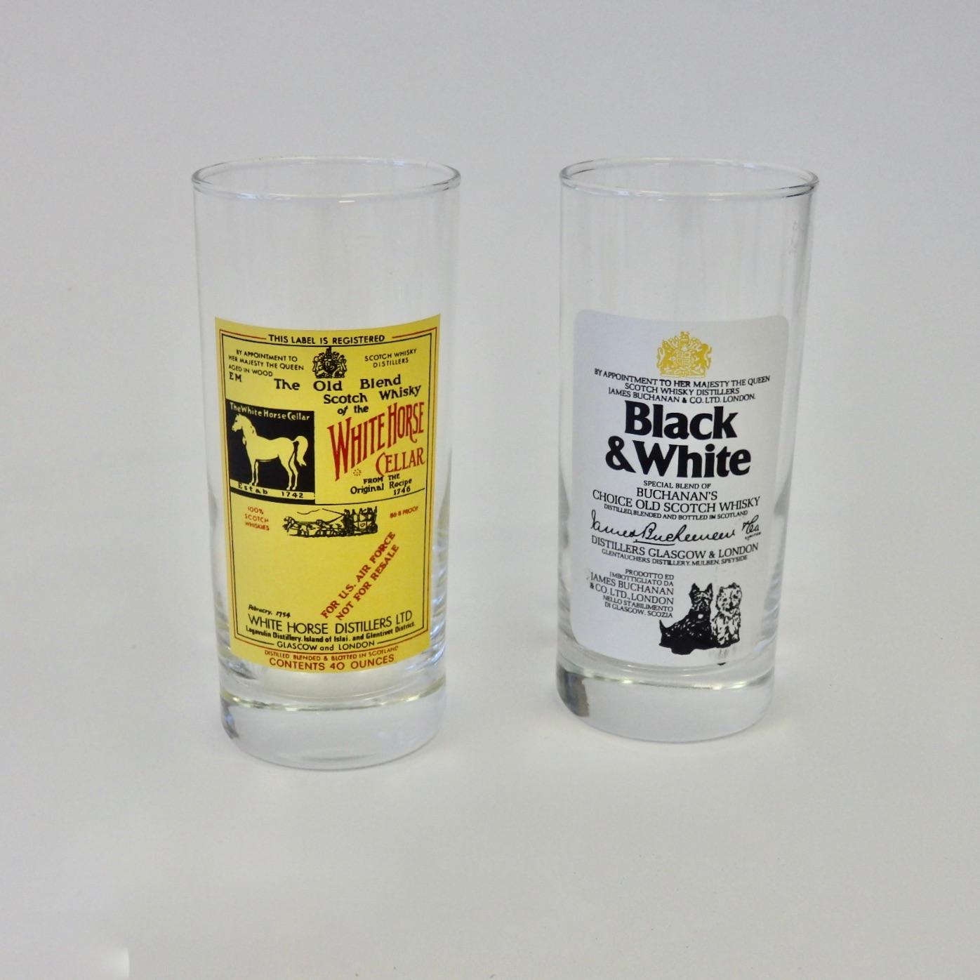 American Set of Six Alcohol Brand Embellished Cocktail Glasses Name Your Poison