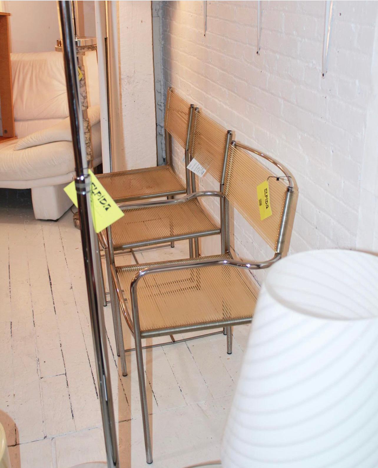 Late 20th Century Set of six Alias Spaghetti Chromed Steel Chairs, made in Italy For Sale