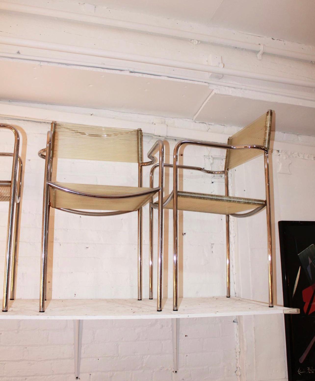 Set of six Alias Spaghetti Chromed Steel Chairs, made in Italy For Sale 1