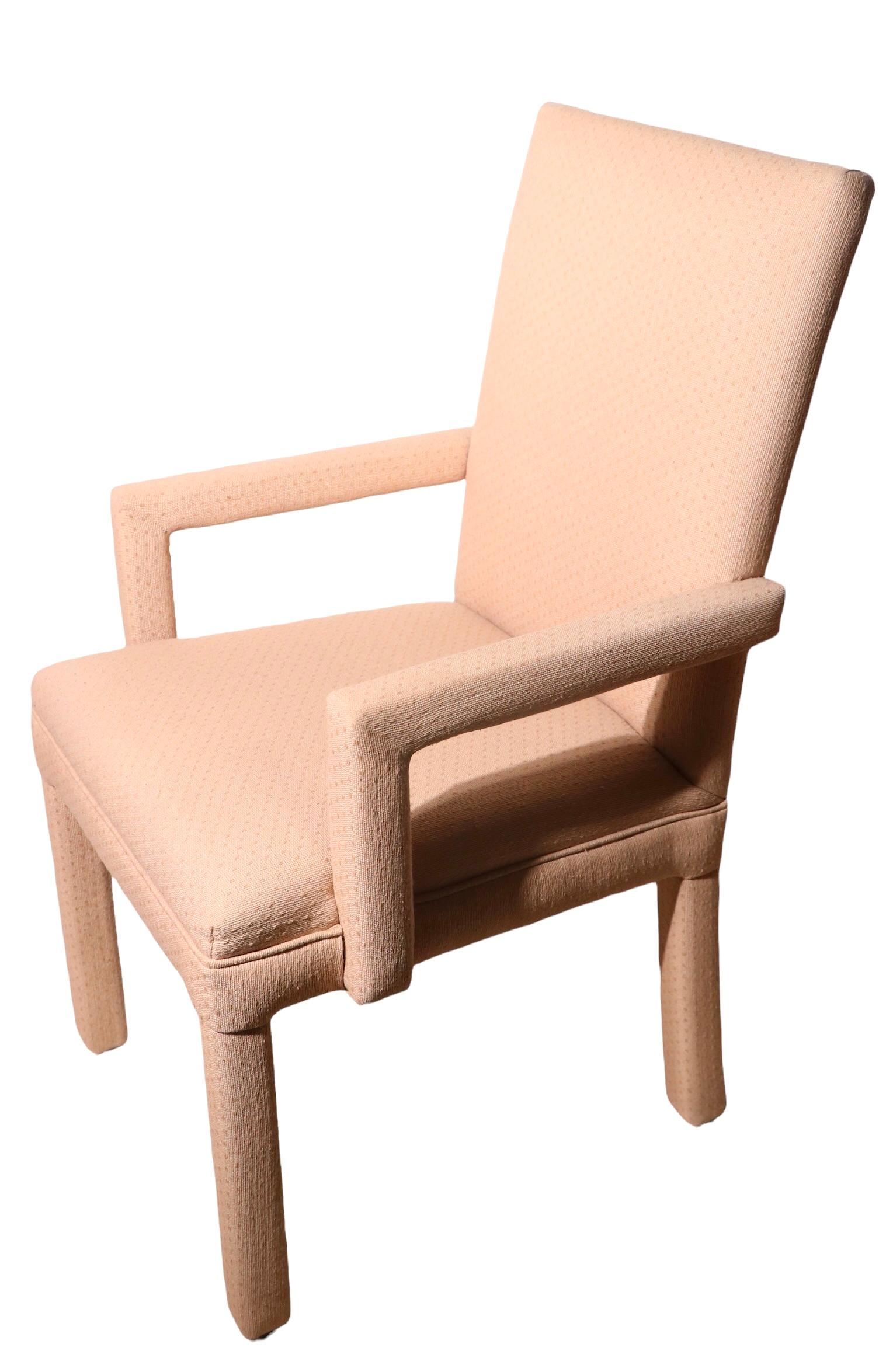 Ensemble de six chaises de salle à manger de style Parsons entièrement tapissées, d'après Baughman  en vente 4