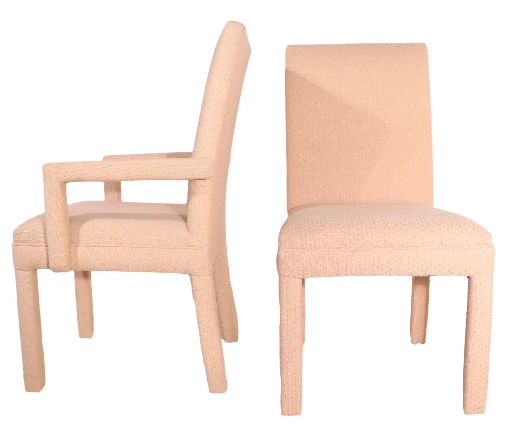 Ensemble de six chaises de salle à manger de style Parsons entièrement tapissées, d'après Baughman  en vente 6