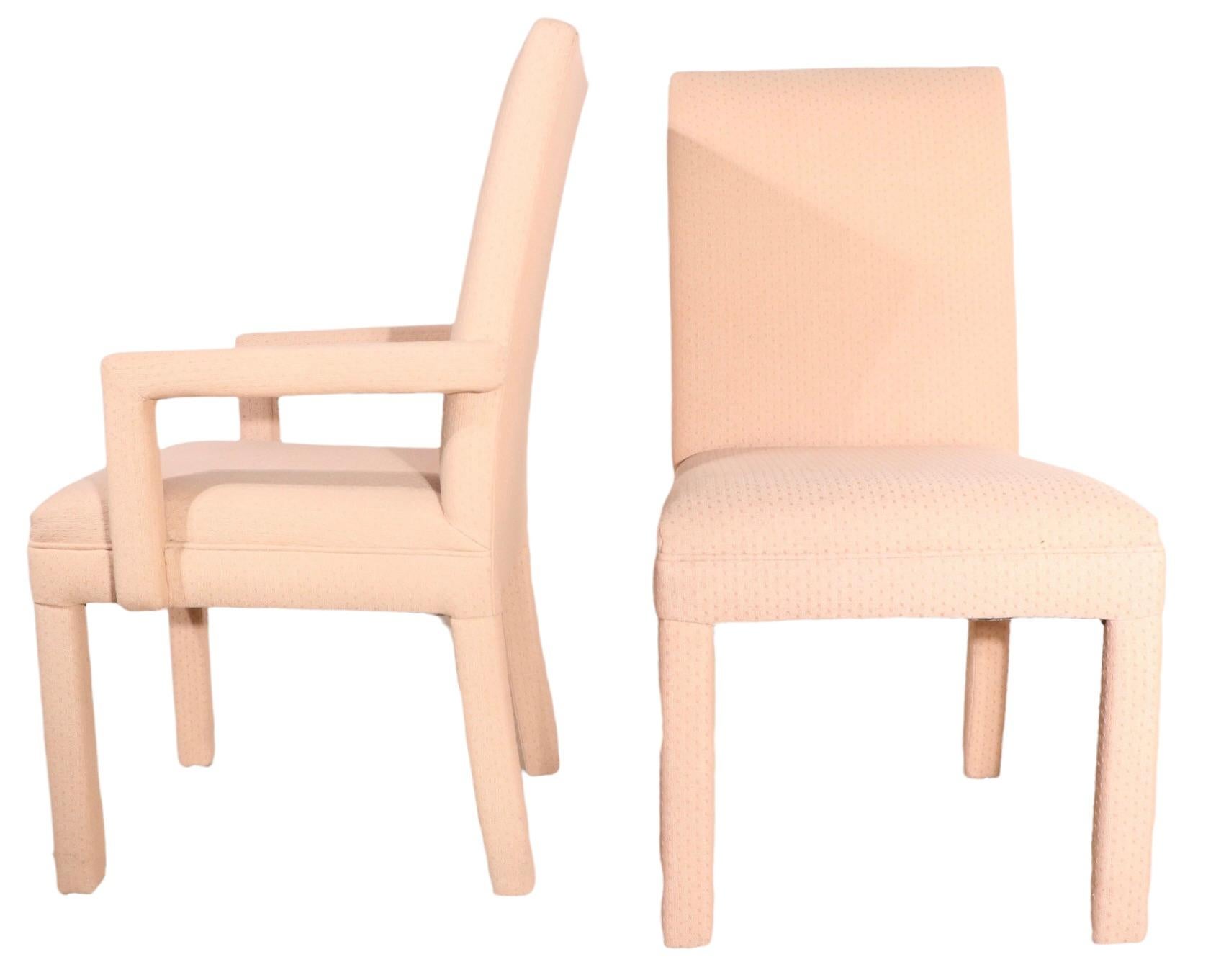 Ensemble de six chaises de salle à manger de style Parsons entièrement tapissées, d'après Baughman  en vente 7