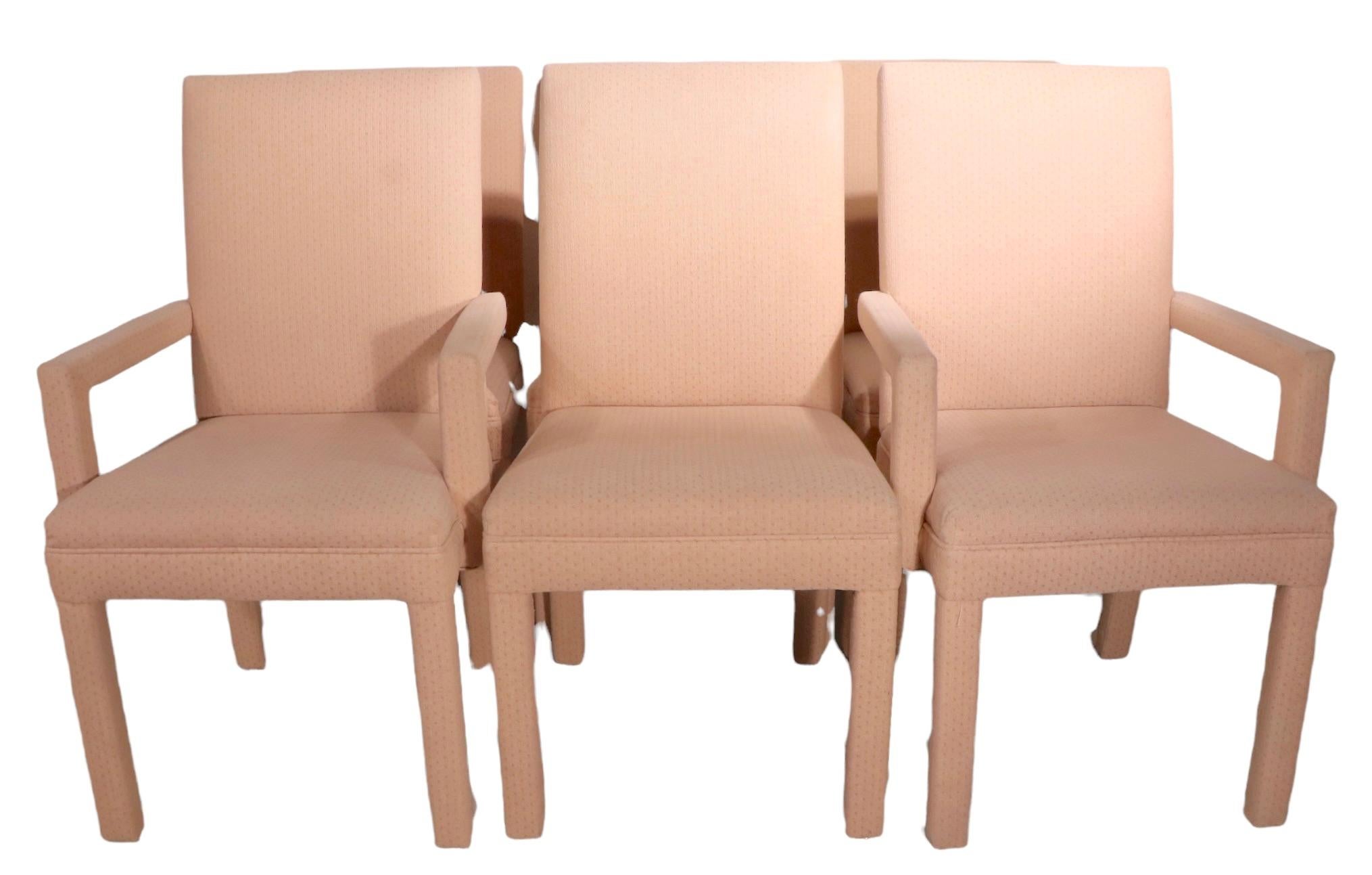Ensemble de six chaises de salle à manger de style Parsons entièrement tapissées, d'après Baughman  Bon état - En vente à New York, NY