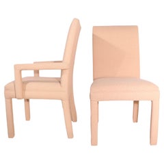 Set of Six All Upholstered Parsons Style Dining Chairs After Baughman