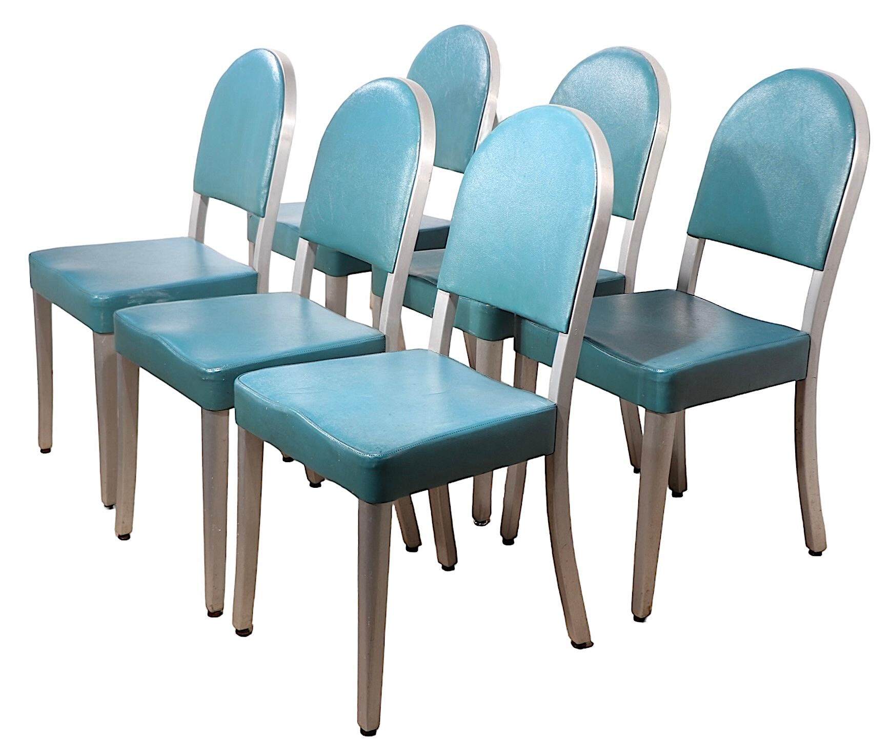Set of Six Aluminum  Mid Century Art Deco Cafe Dining Chairs by GoodForm For Sale 3