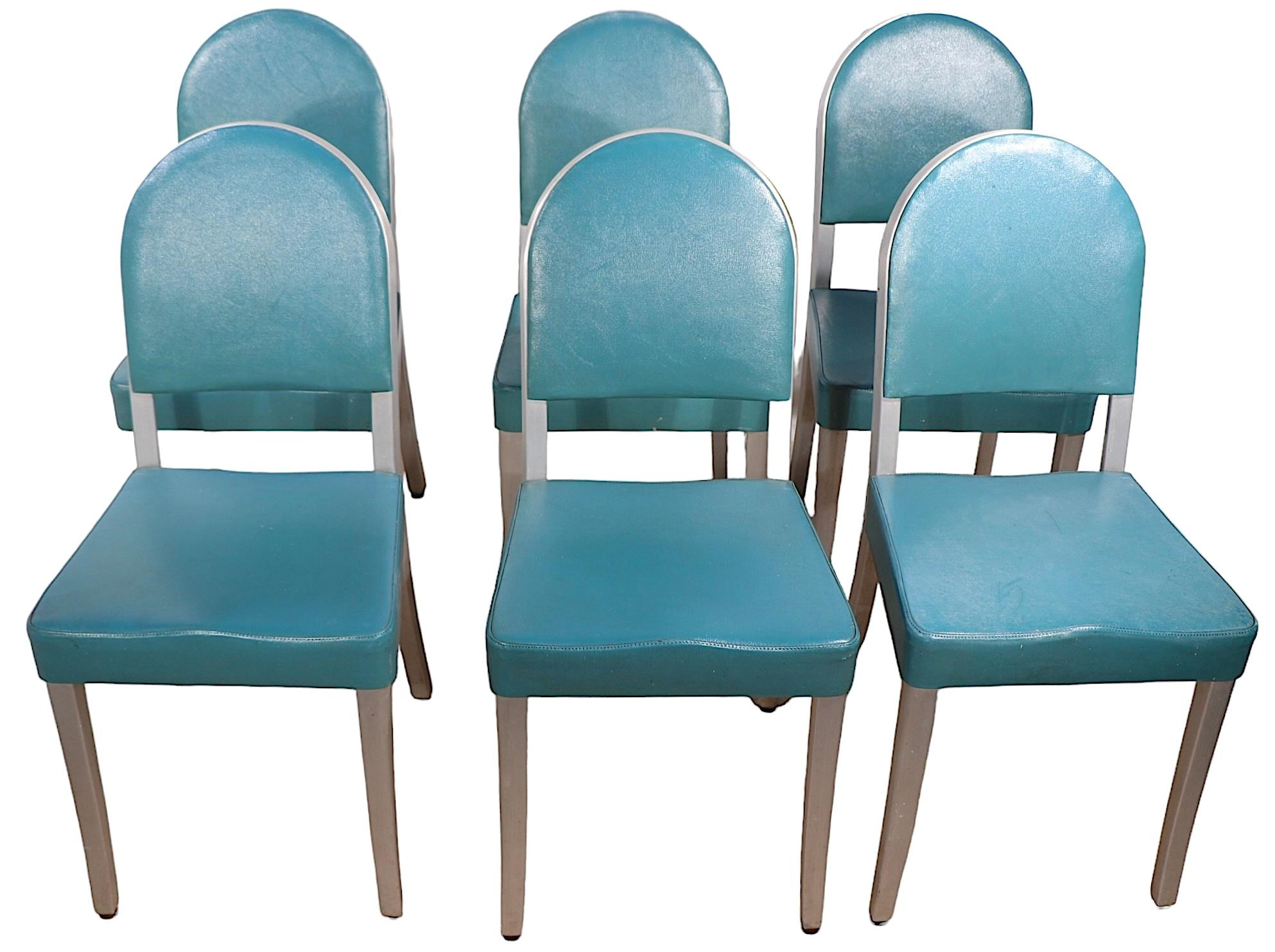Set of Six Aluminum  Mid Century Art Deco Cafe Dining Chairs by GoodForm For Sale 7