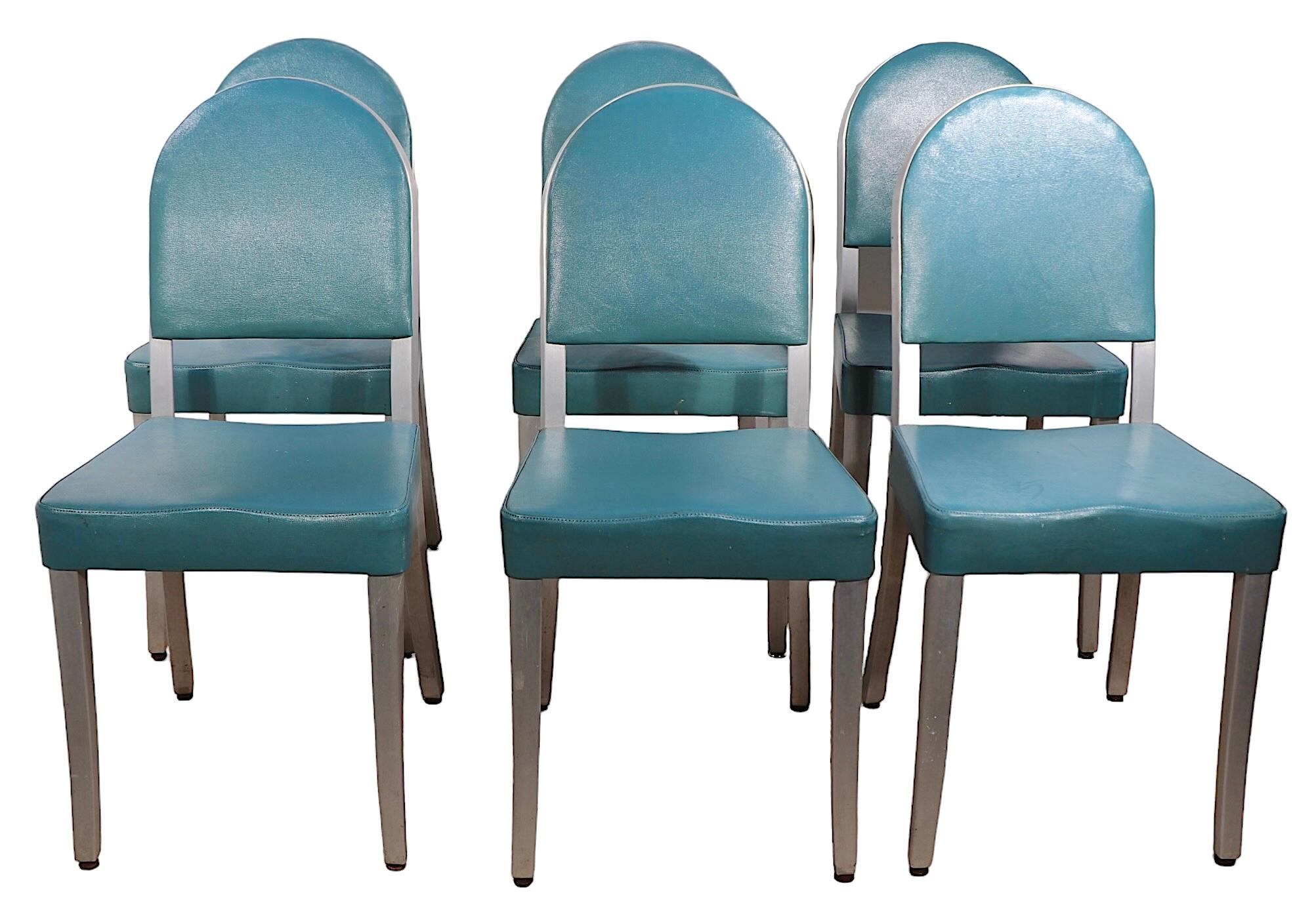 Set of Six Aluminum  Mid Century Art Deco Cafe Dining Chairs by GoodForm For Sale 10