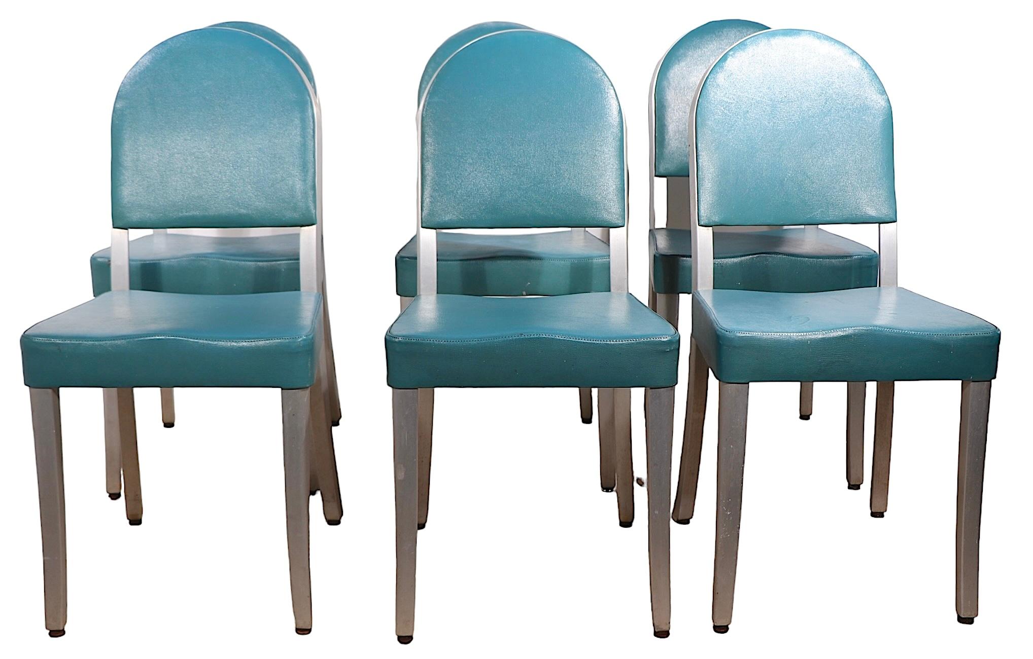 Set of Six Aluminum  Mid Century Art Deco Cafe Dining Chairs by GoodForm For Sale 11
