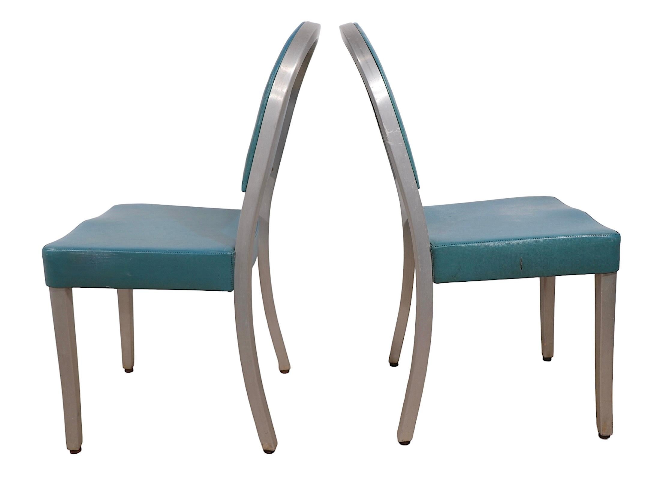 Set of Six Aluminum  Mid Century Art Deco Cafe Dining Chairs by GoodForm For Sale 13