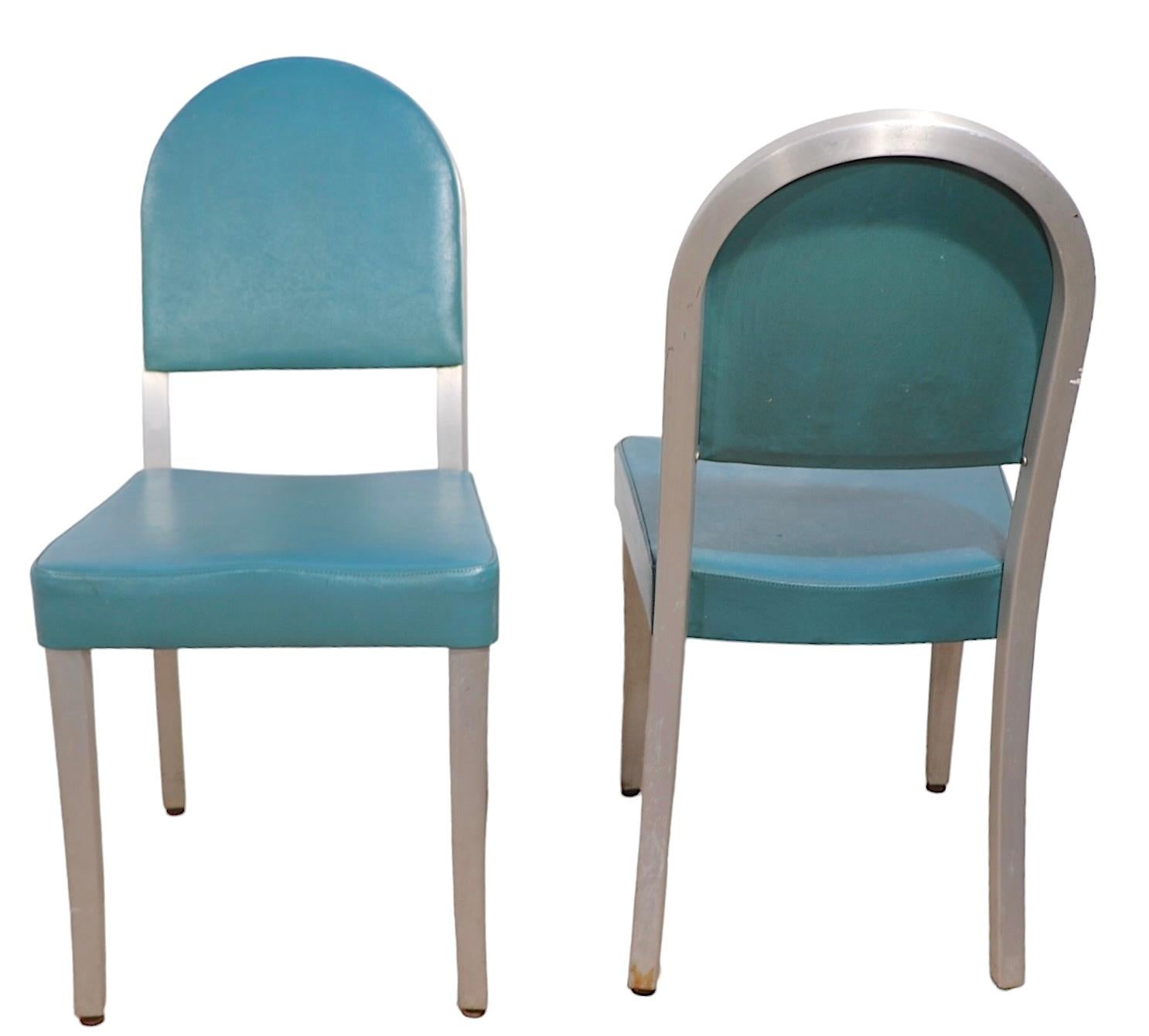 Set of Six Aluminum  Mid Century Art Deco Cafe Dining Chairs by GoodForm In Good Condition For Sale In New York, NY