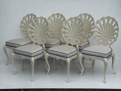 Set of Six Aluminum Shell Back Patio Chairs