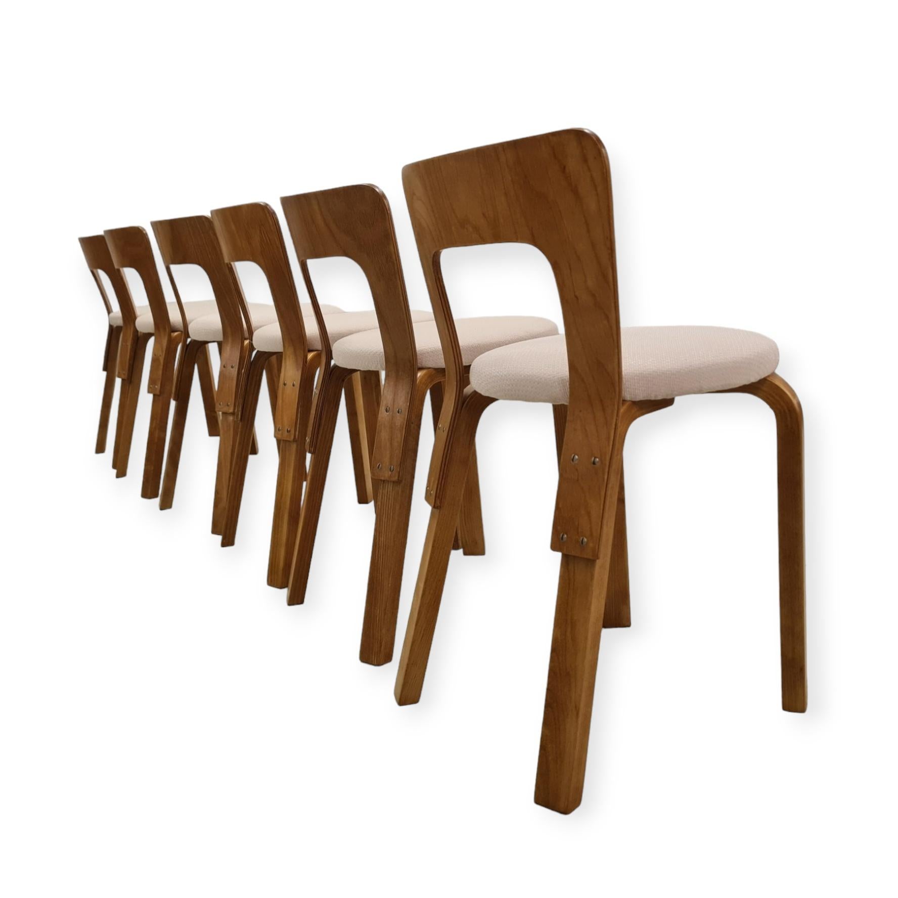 Mid-20th Century Set of Six Alvar Aalto Model 65 Chairs Model 1950s For Sale