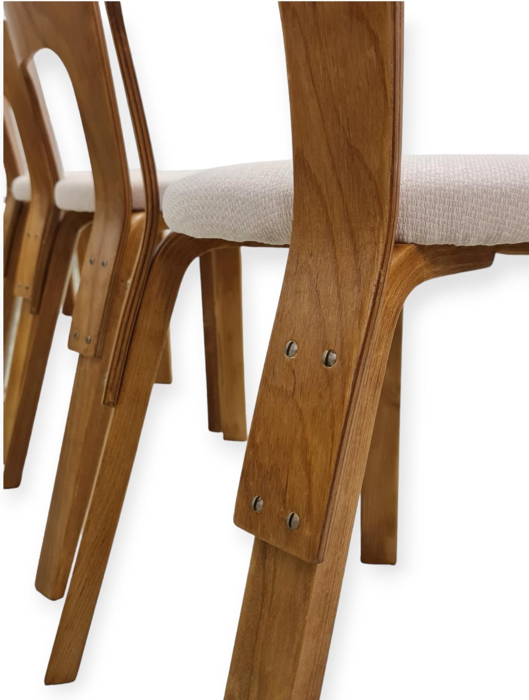 Fabric Set of Six Alvar Aalto Model 65 Chairs Model 1950s For Sale