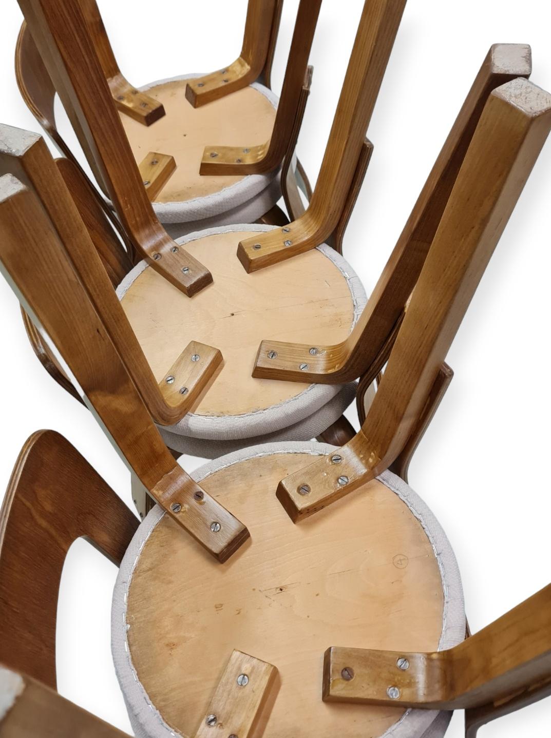Set of Six Alvar Aalto Model 65 Chairs Model 1950s For Sale 2