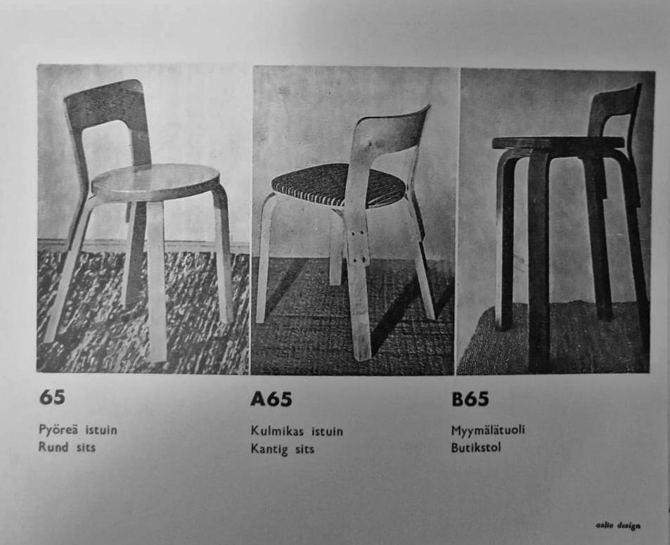 Set of Six Alvar Aalto Model 65 Chairs in Birch and Beige Fabric,  Artek 1950s For Sale 5