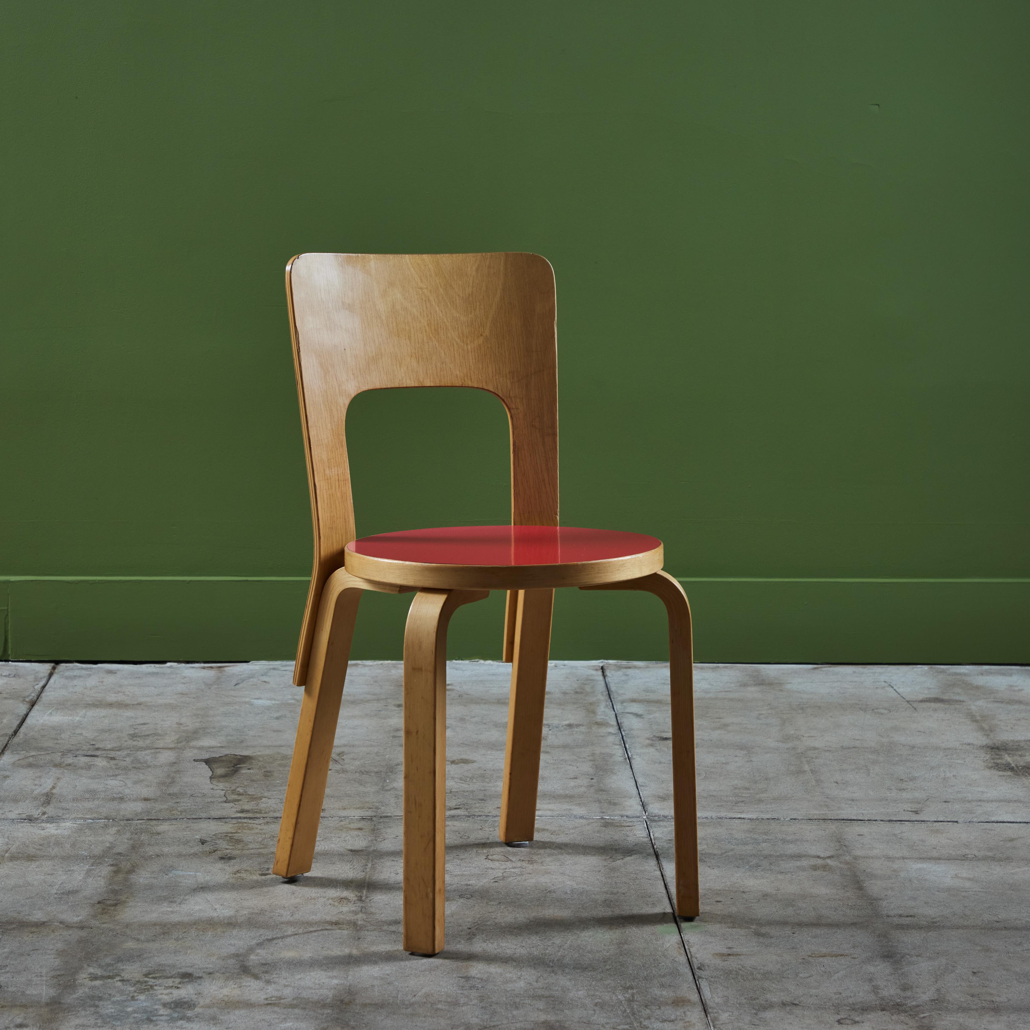 Scandinavian Modern Set of Six Alvar Aalto Model 66 Dining Chairs for Artek