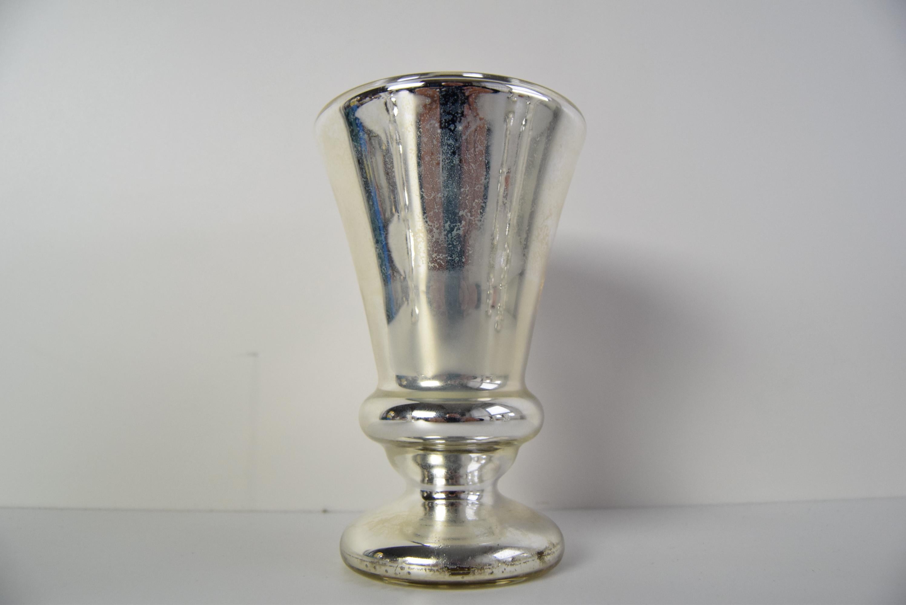 Set of six Amalgam Glass Goblets, Biedermeier, Peasant Silver, Circa 1860's. For Sale 4