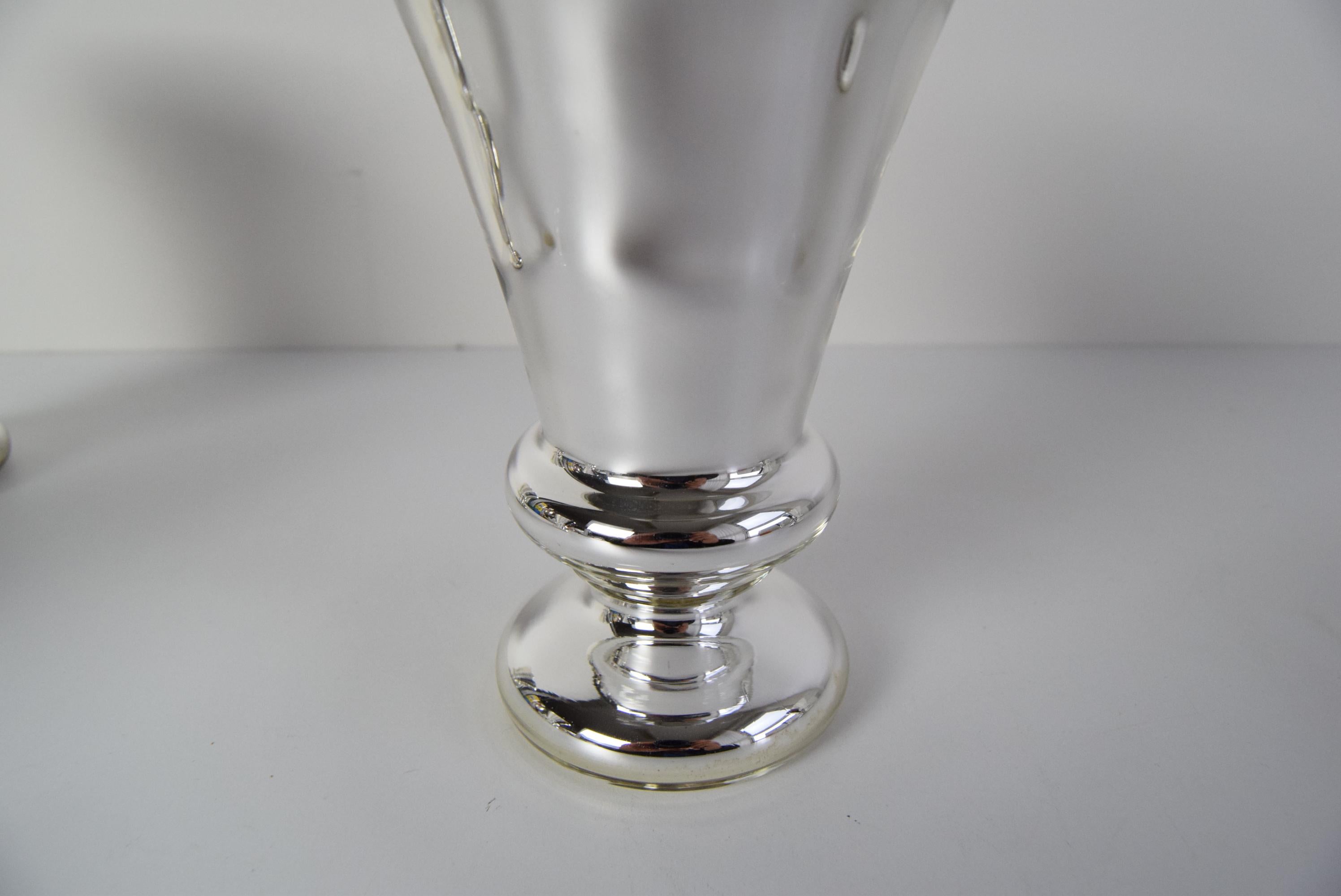 Set of six Amalgam Glass Goblets, Biedermeier, Peasant Silver, Circa 1860's. For Sale 7