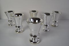 Set of six Amalgam Glass Goblets, Biedermeier, Peasant Silver, Circa 1860's.