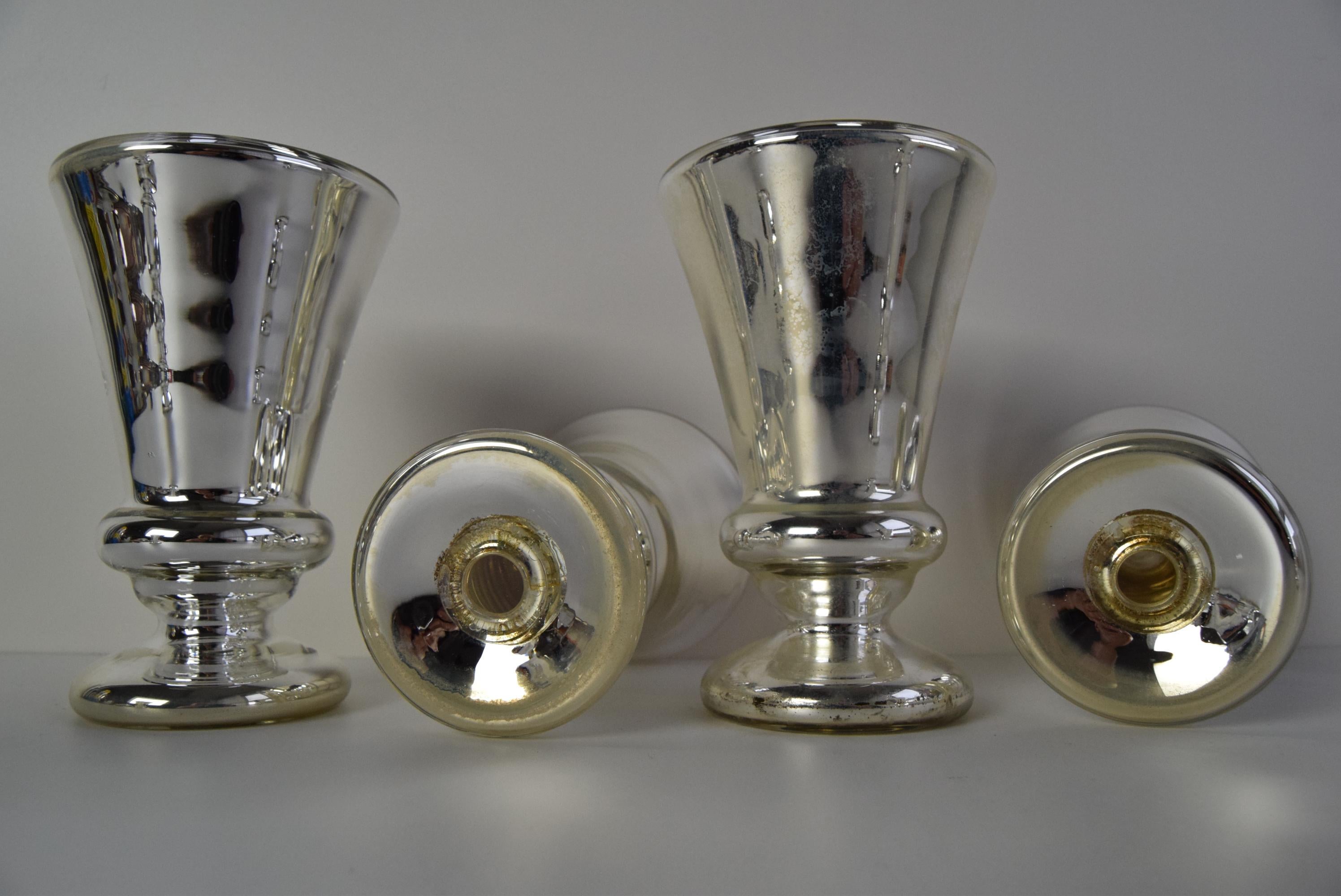 Set of six Amalgam Glass Goblets, Biedermeier, Peasant Silver, Circa 1860's. For Sale 1