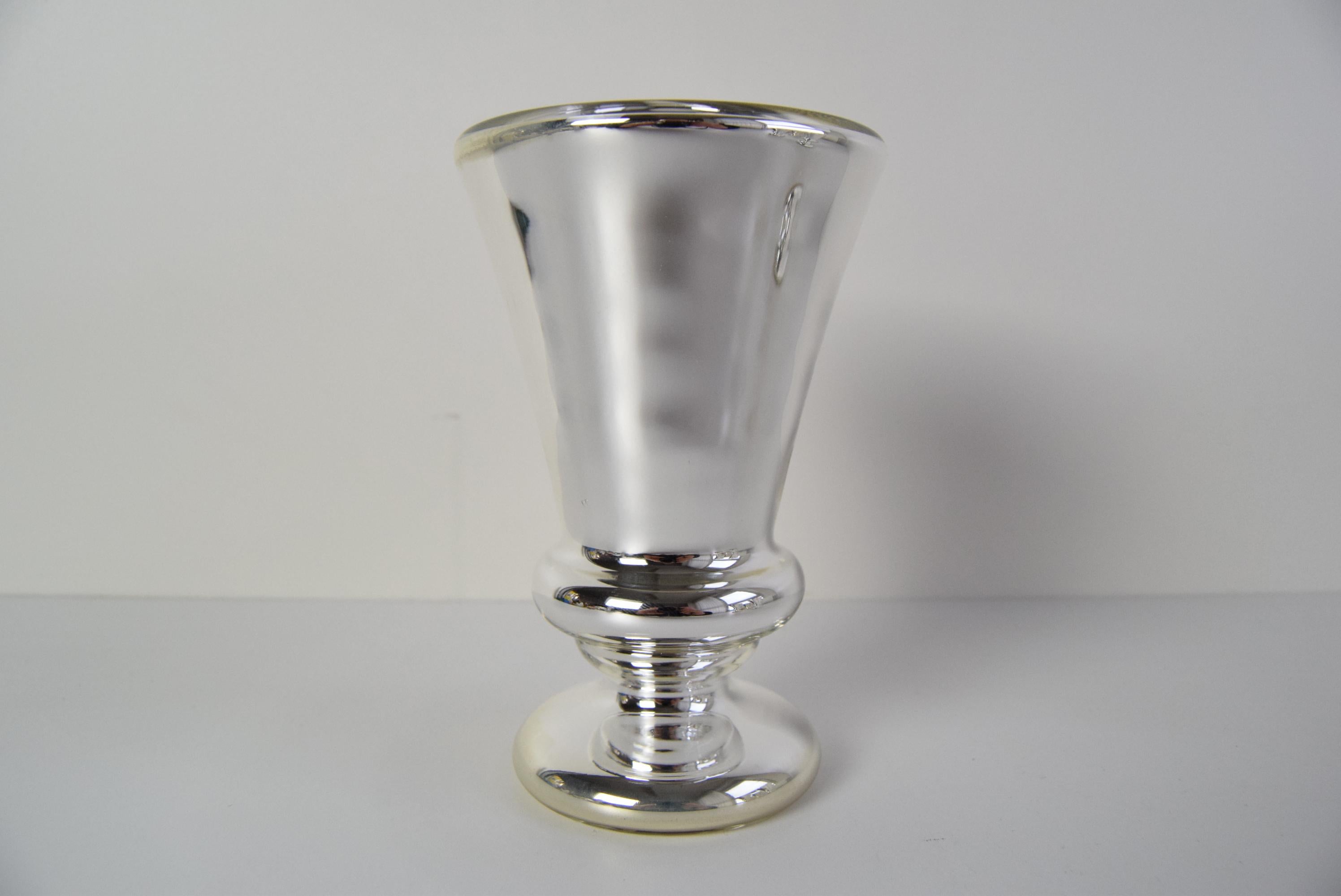 Set of six Amalgam Glass Goblets, Biedermeier, Peasant Silver, Circa 1860's. For Sale 2
