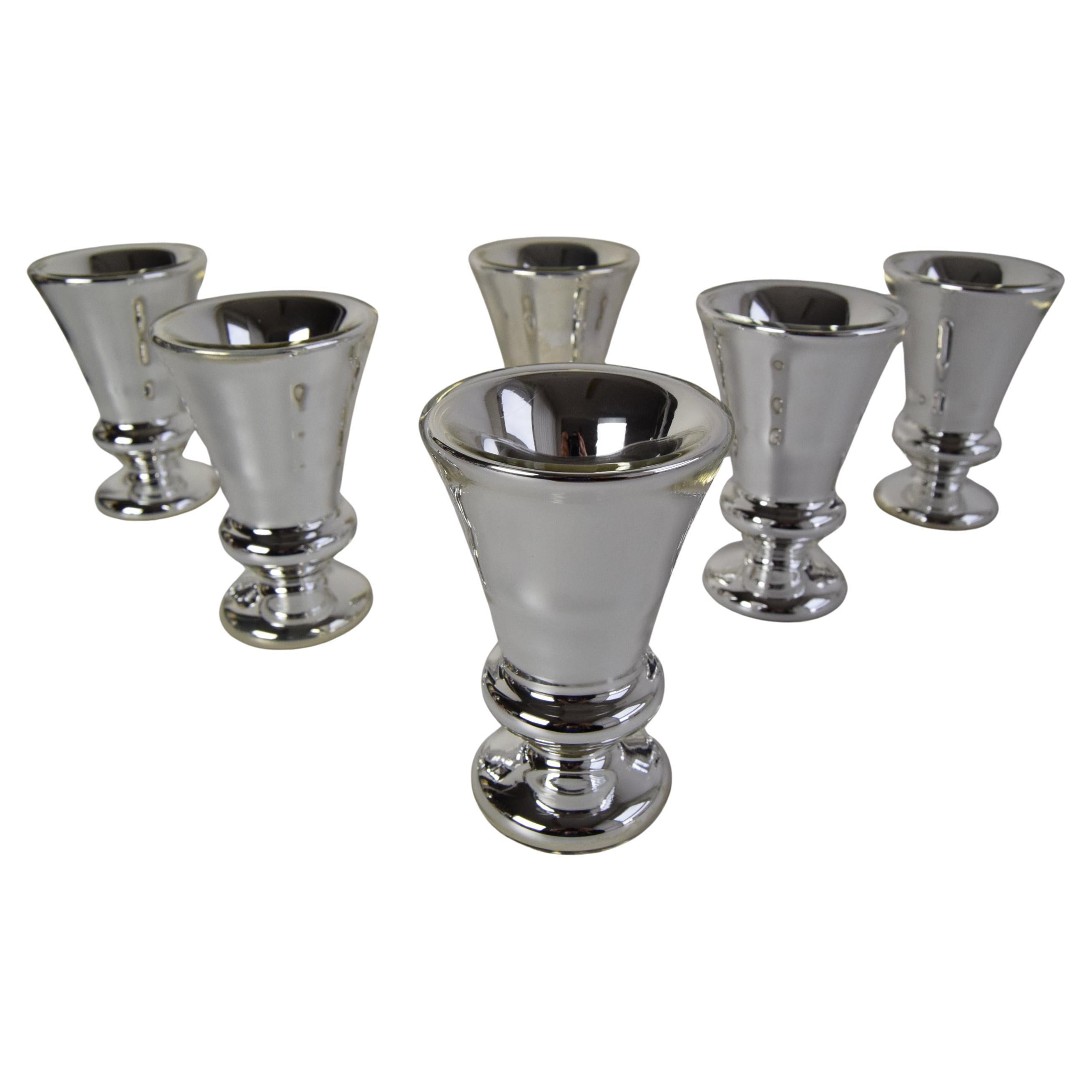 Set di sei calici in vetro amalgamato, Biedermeier, Peasant Silver, CIRCA 1860.