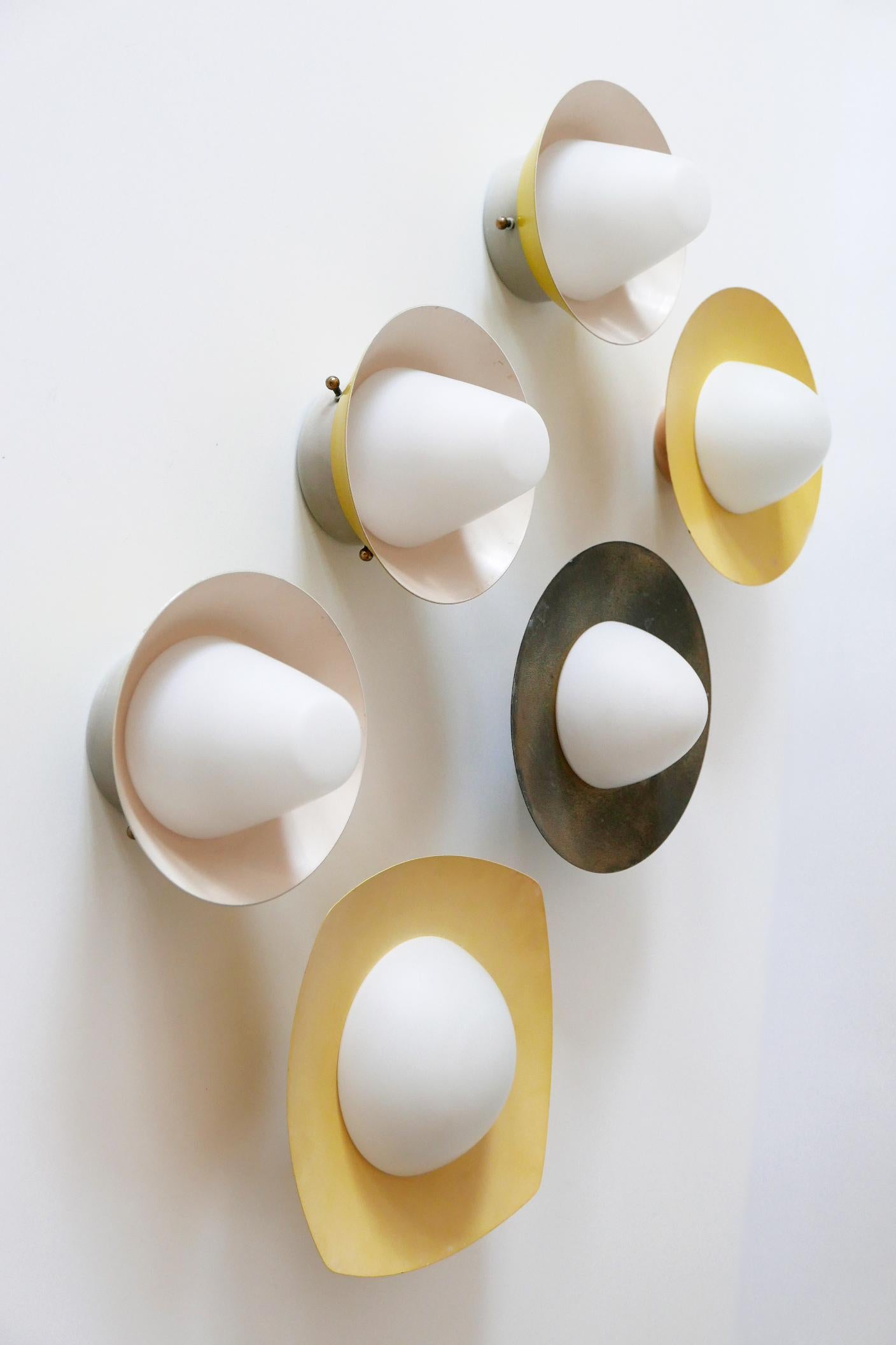 Lacquered Set of Six Amazing Wall Lamps or Sconces by Kaiser Leuchten, 1950s, Germany