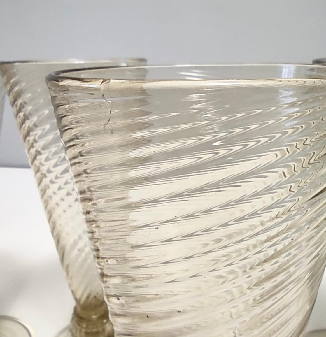 Set von sechs Bernstein-Murano-Getränkegläsern von Vittorio Zecchin, Italien (Muranoglas) im Angebot