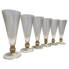 Set of Six Amber Murano Drinking Glasses by Vittorio Zecchin, Italy