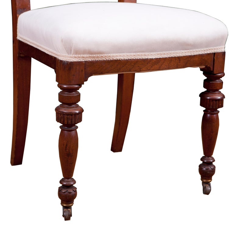 Set of Six American Eastlake Dining Chairs in Mahogany with Upholstery