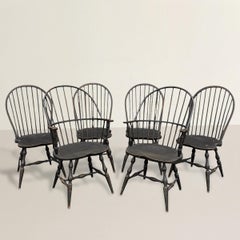 Set of Six American Hoopback Windsor Dining Chairs