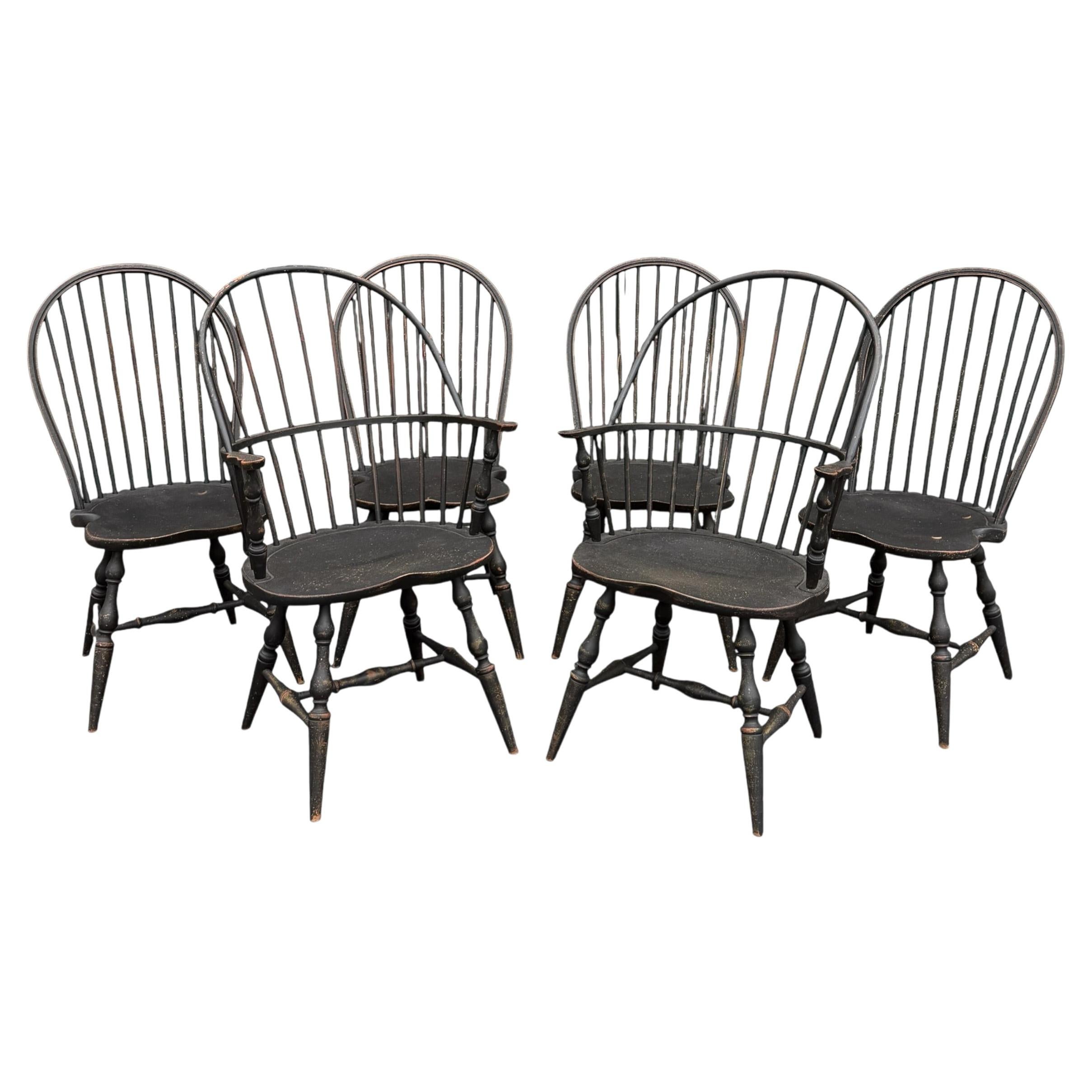 Set of Six American Hoopback Windsor Dining Chairs