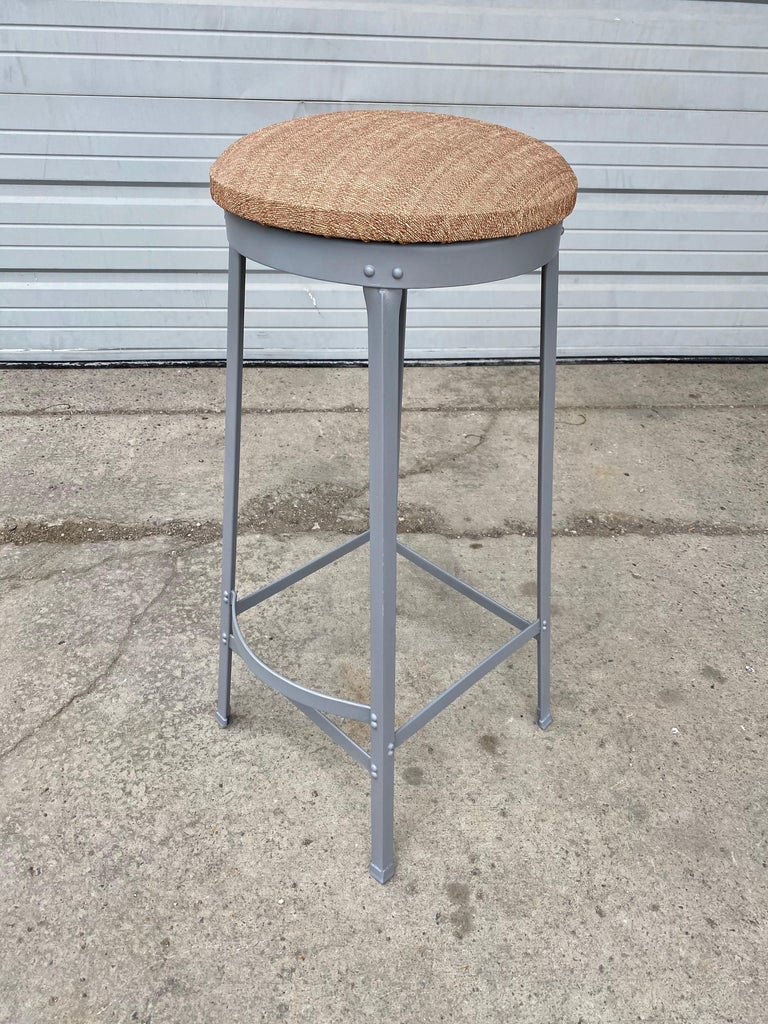 Set of Six American Industrial Bar Stools, Attributed to Toledo Metal