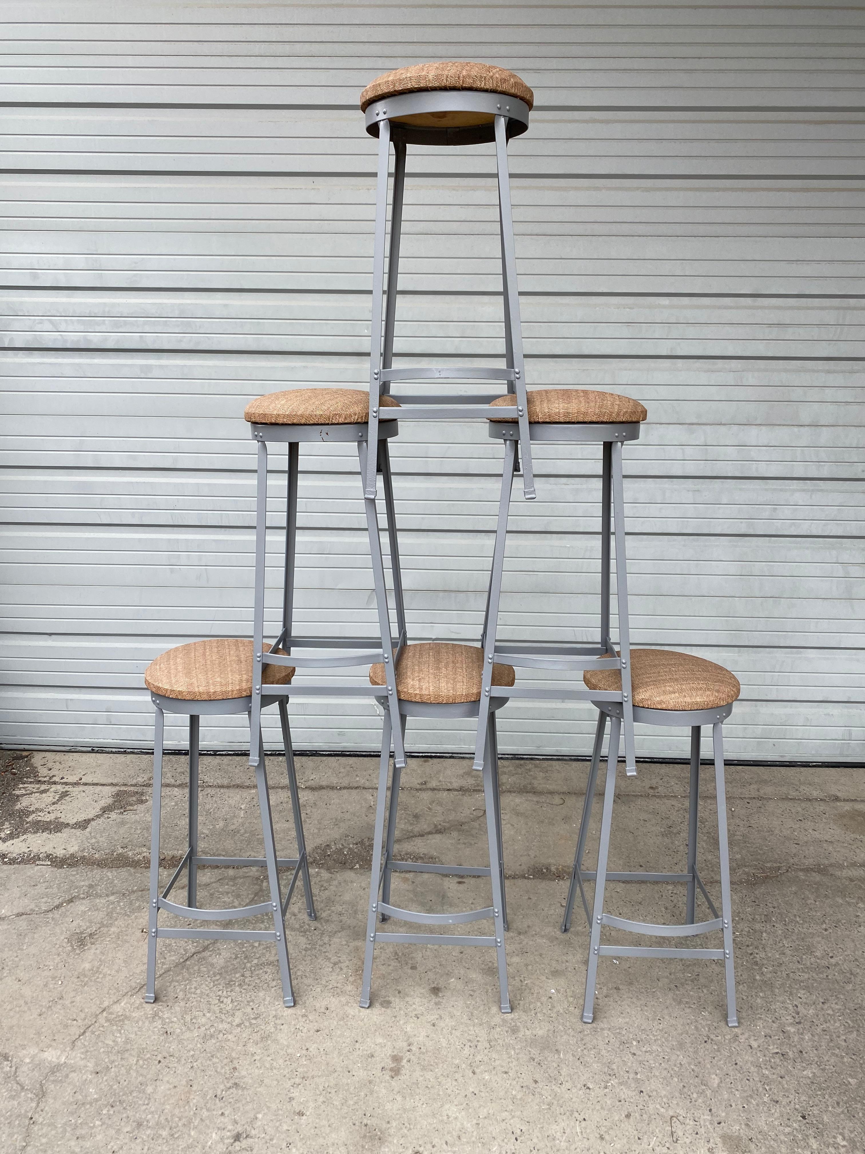 Set of Six American Industrial Bar Stools, Attributed to Toledo Metal Furniture For Sale 1