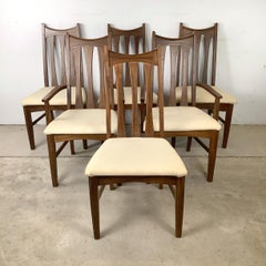Set of Six American Mid-Century Walnut Dining Chairs