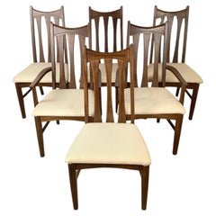 Set of Six American Mid-Century Walnut Dining Chairs