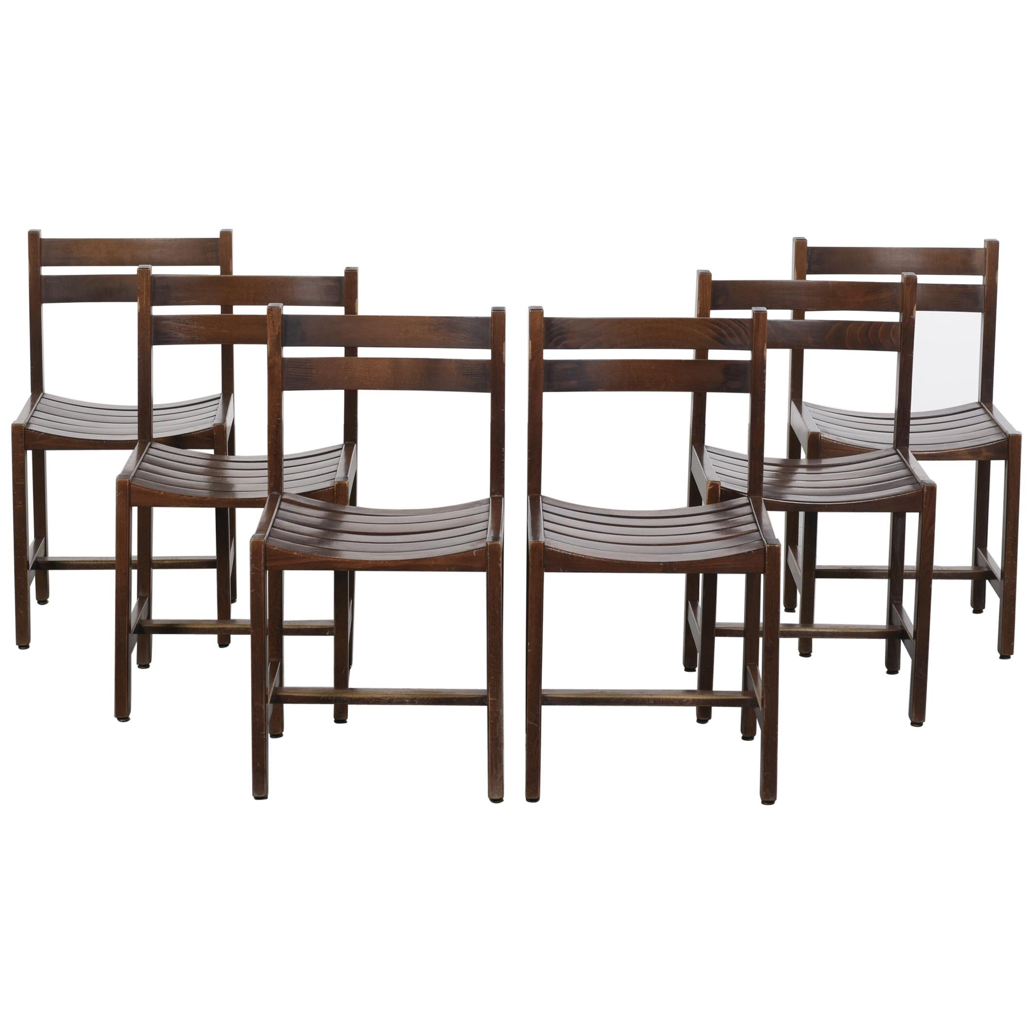 Set of Six Mahogany Chairs by André Sornay, circa 1960 For Sale