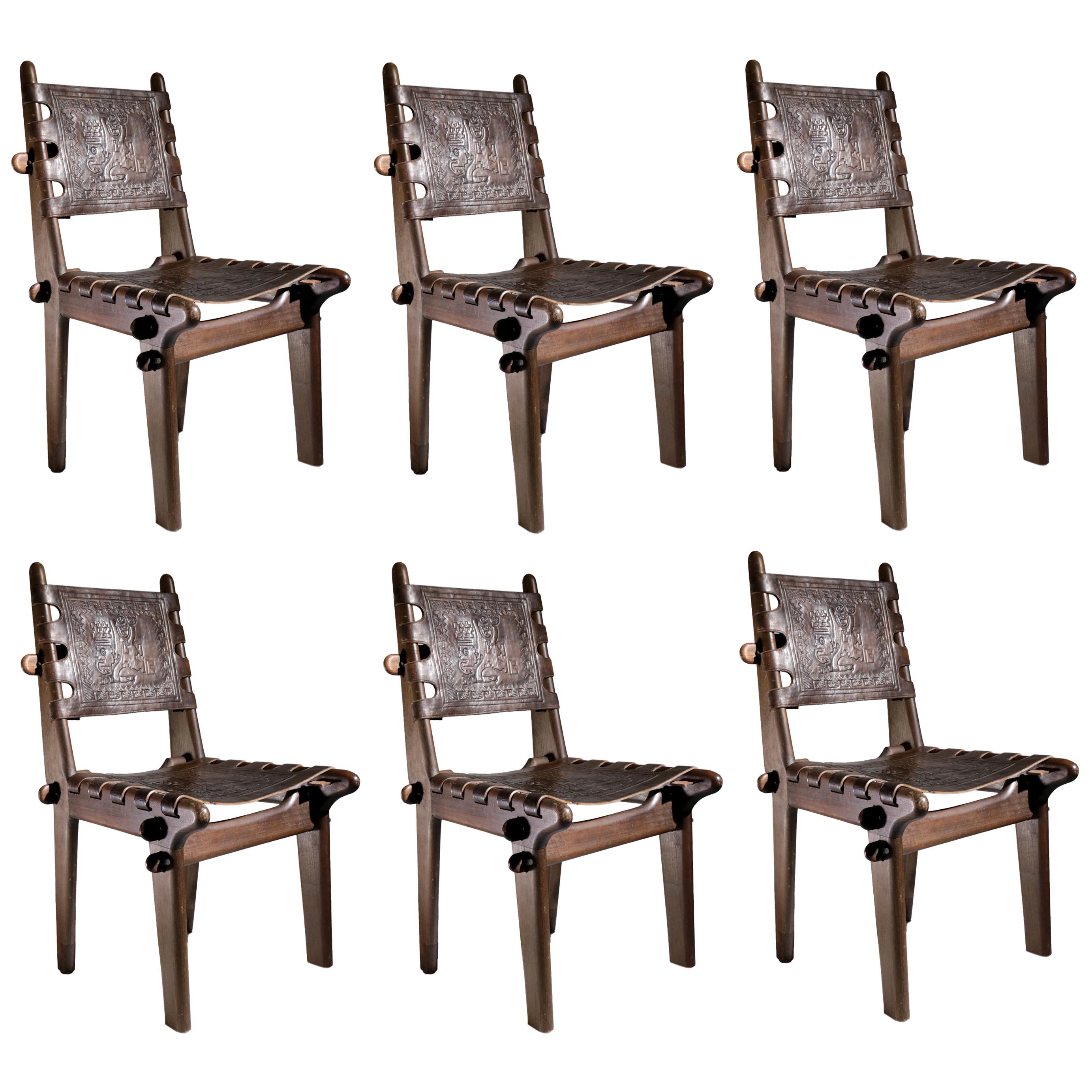 Set of Six Angel Pazmino for Muebles De Estilo Midcentury Dining Chairs, 1960